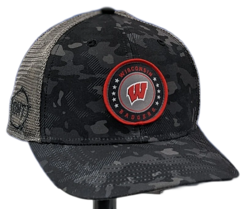 Wisconsin Badgers Operation Hat Trick Dark Camo Trucker Adjustable Top of the World Hat