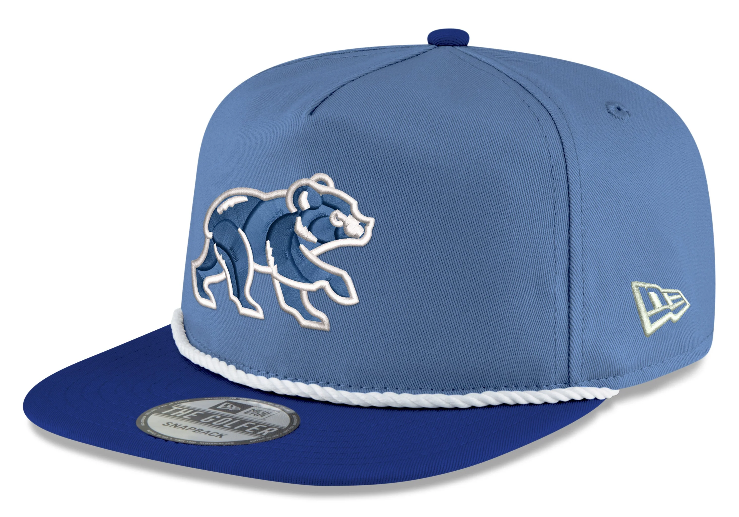 Chicago Cubs New Era Sky Blue/Royal Blue Spring Training Bear Golfer Snapback Adjustable Hat