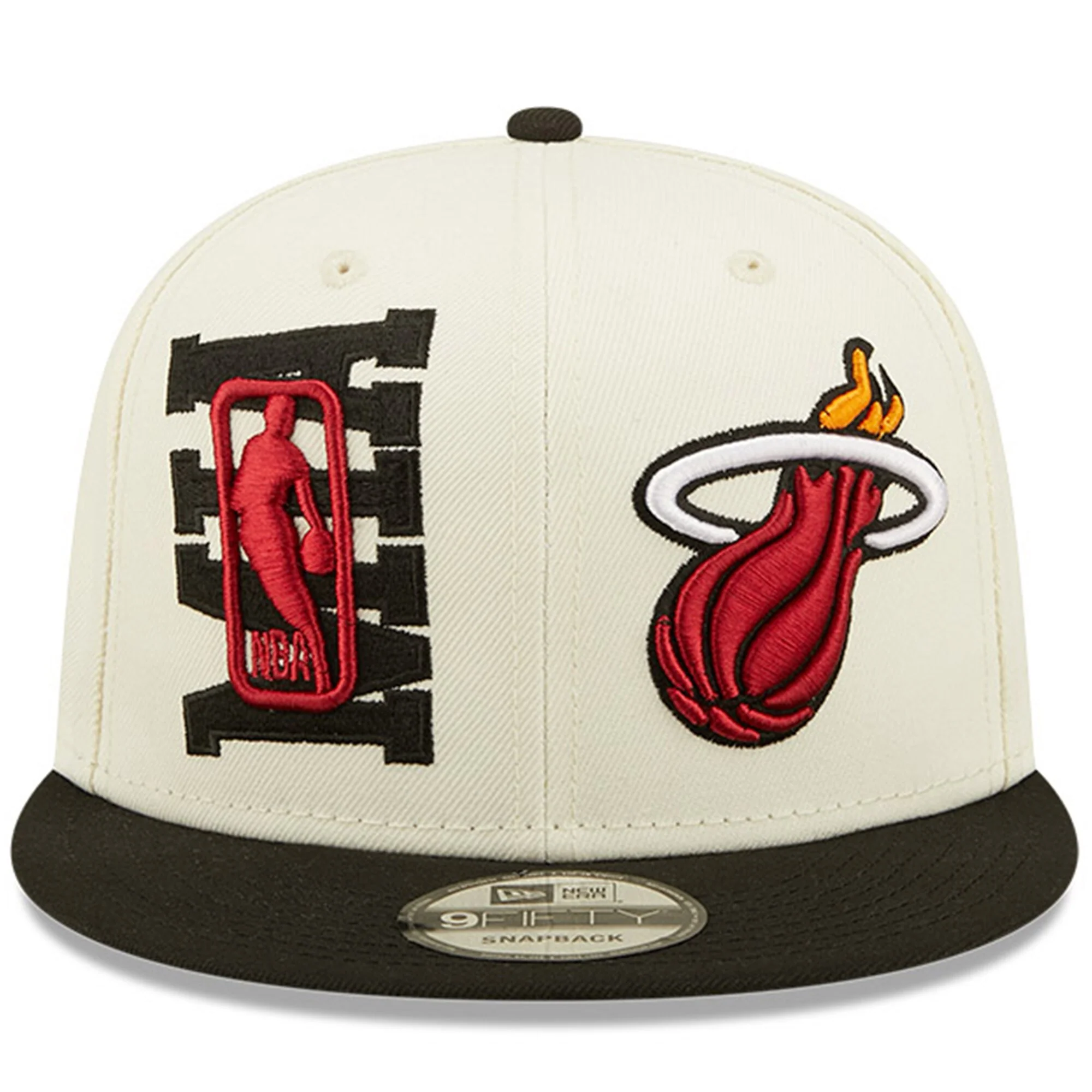 Miami Heat New Era 2022 NBA Draft 9FIFTY Snapback Adjustable Hat - Cream/Black
