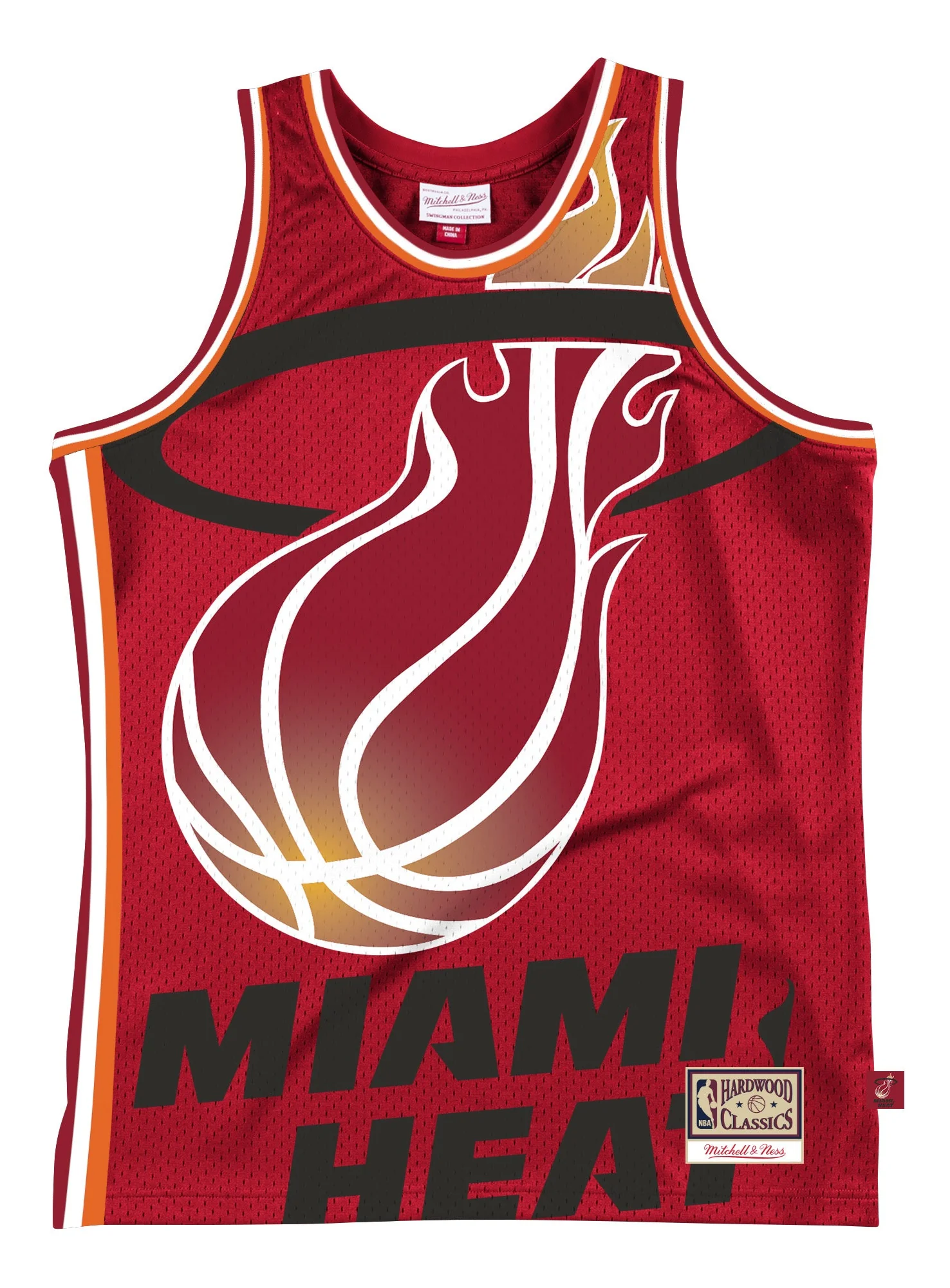 Men's Miami Heat Mitchell & Ness Red Hardwood Classics Blown Out Fashion Jersey