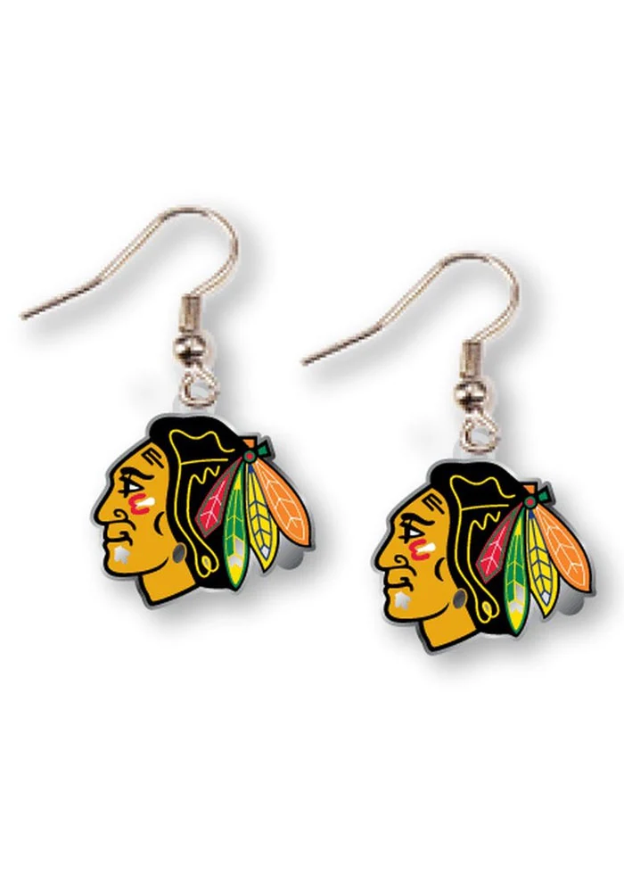 Chicago Blackhawks Logo Dangler Womens Earrings