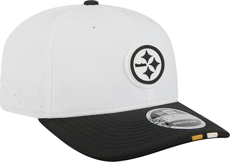 Men's Pittsburgh Steelers New Era White/Black 2025 NFL Training Camp 9SEVENTY Adjustable Hat