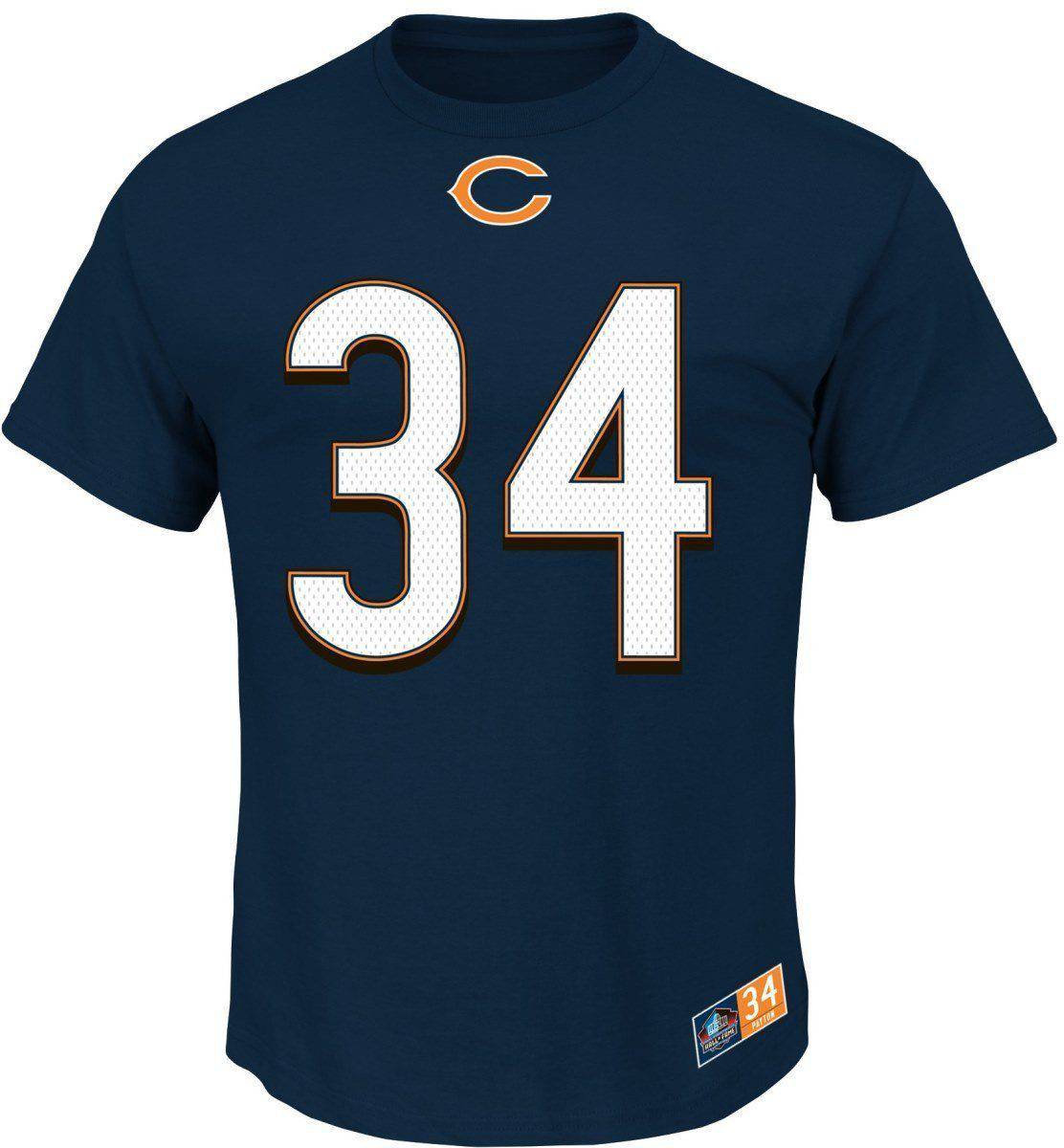 Walter Payton Chicago Bears Majestic NFL Eligible Receiver II HOF Men's T-Shirt