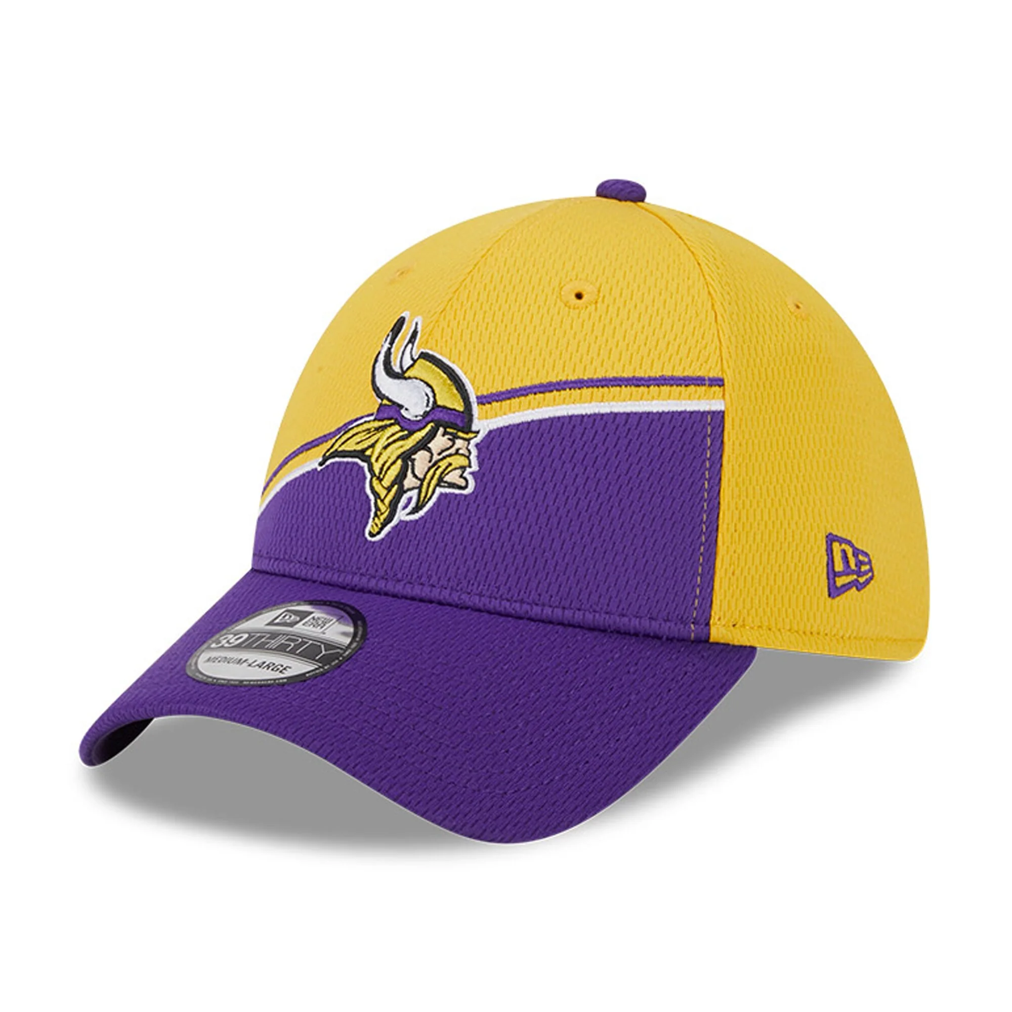 Men's Minnesota Vikings Primary Logo New Era Yellow/Purple 2023 Sideline 39THIRTY Flex Hat