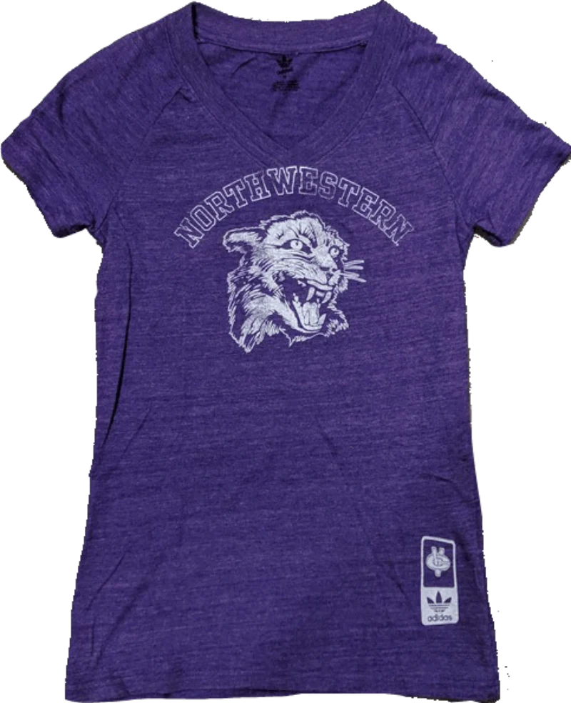 NCAA Northwestern Wildcats Women's Heather Purple adidas Originals Vault Tri-Blend V-Neck T-Shirt