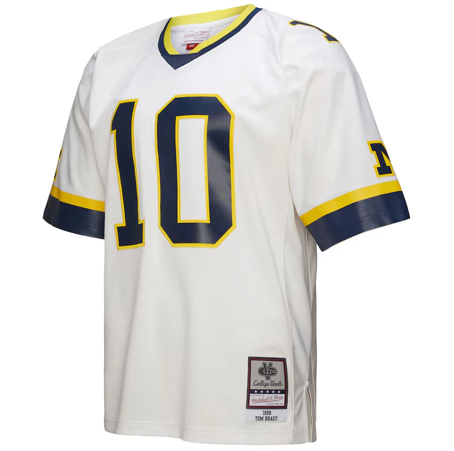 Men's Tom Brady #10 Michigan Wolverines 1999  White Mitchell & Ness Legacy NCAA Jersey