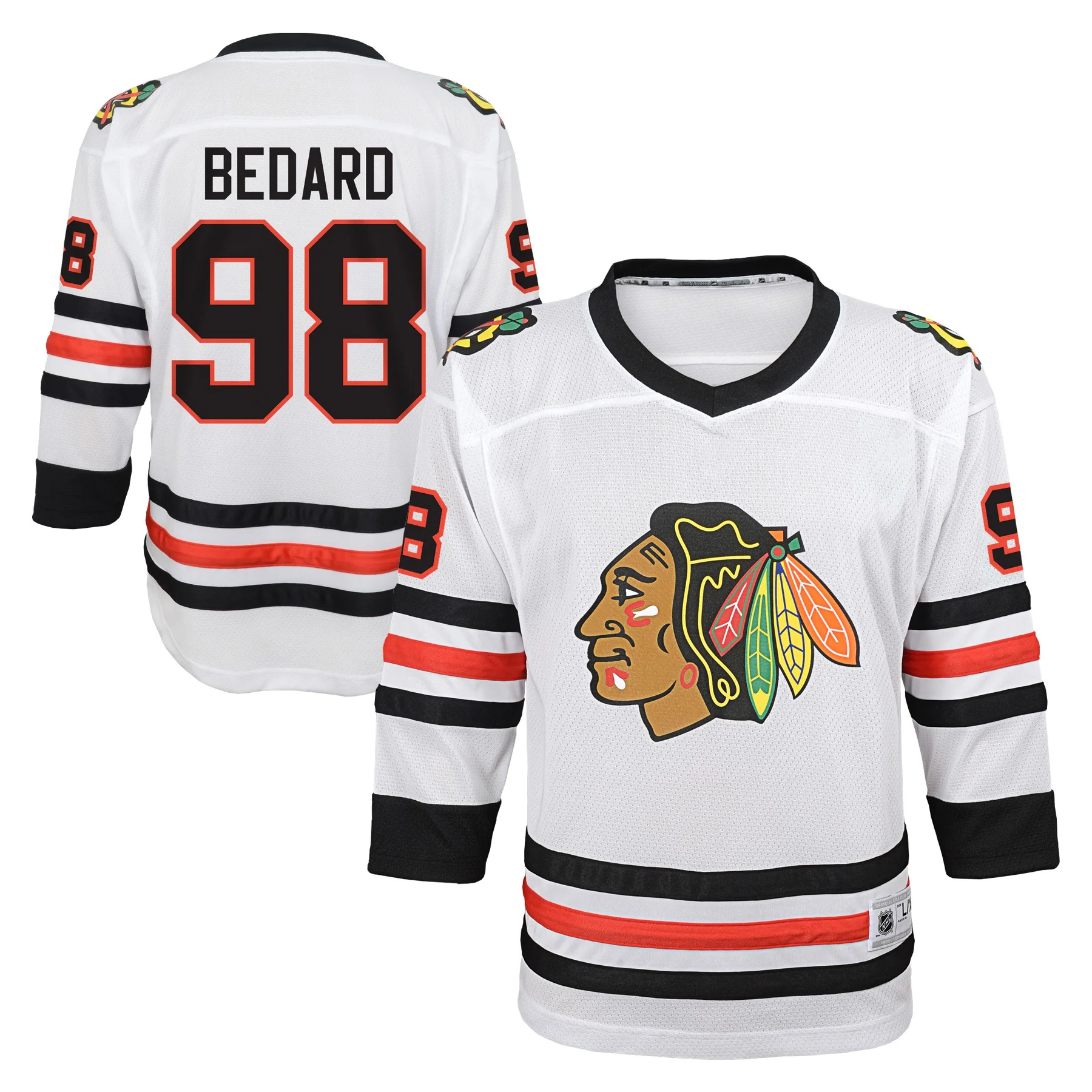 Youth Connor Bedard Chicago Blackhawks White Away Replica Jersey