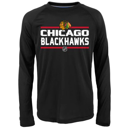 Youth Chicago Blackhawks Black Dri-Tek Performance Long Sleeve Tee