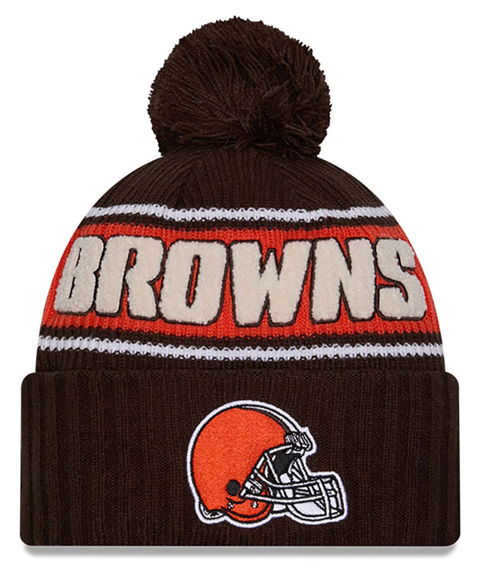 Cleveland Browns New Era 2024 NFL Sideline Brown Cuffed Pom Knit Hat