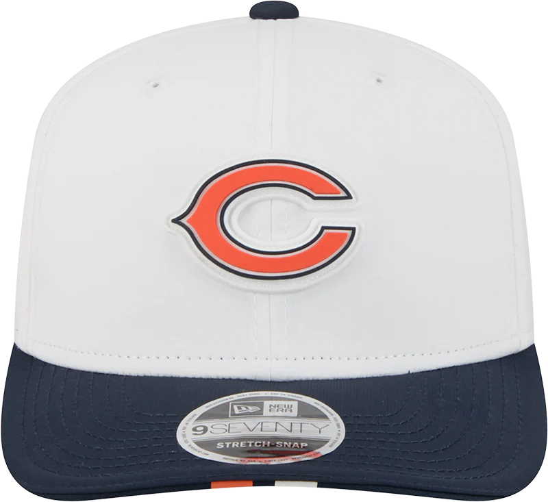Men's Chicago Bears New Era White/Navy Secondary Logo 2025 NFL Training Camp 9SEVENTY Adjustable Hat