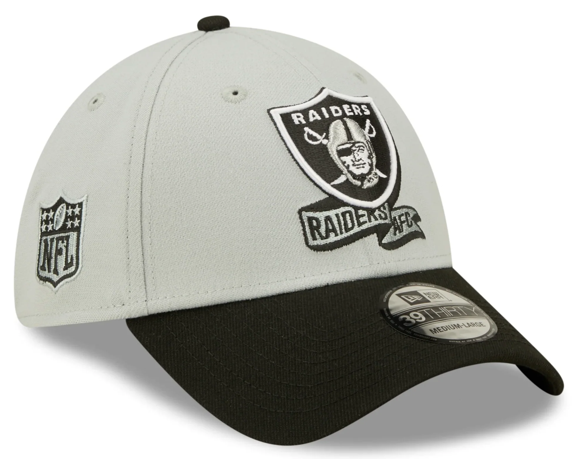 Men's Las Vegas Raiders New Era Gray/Black 2022 Sideline 39THIRTY Flex Hat
