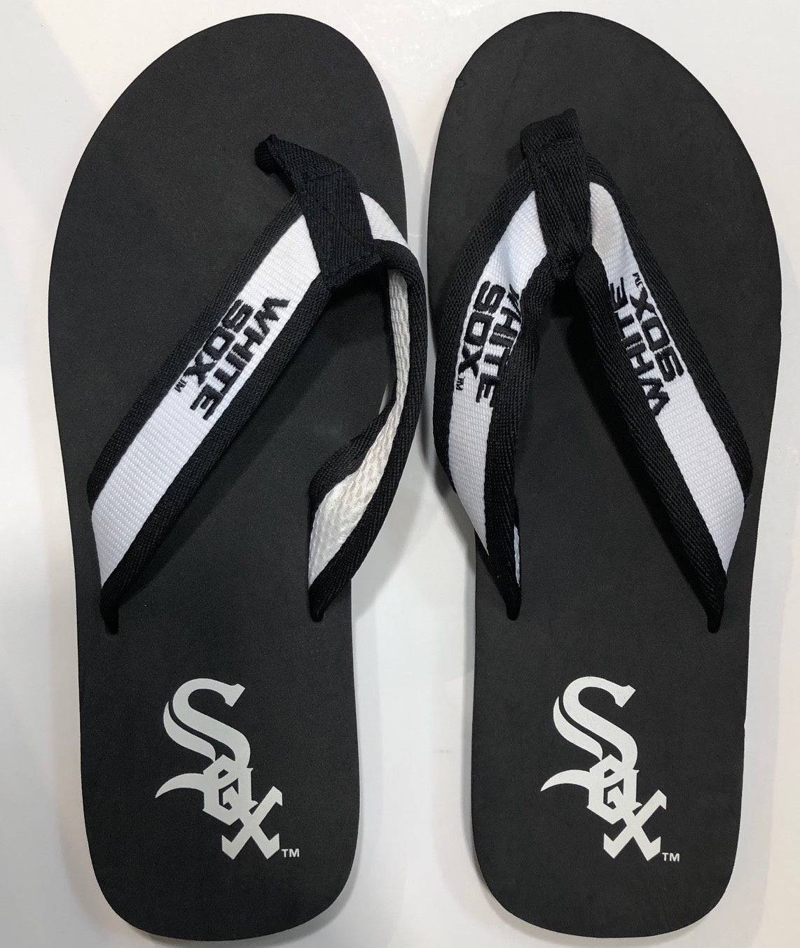 Chicago White Sox Black Contour Flip Flops