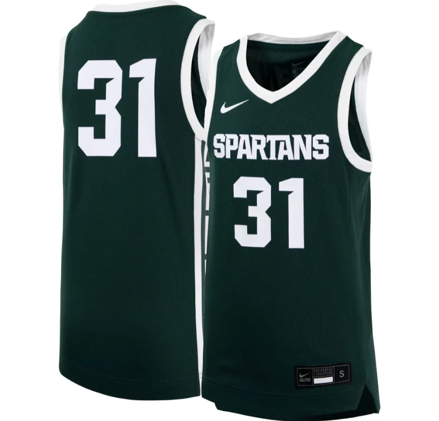 Men's Michigan State Spartans Nike Replica #31 Basketball Jersey – Green