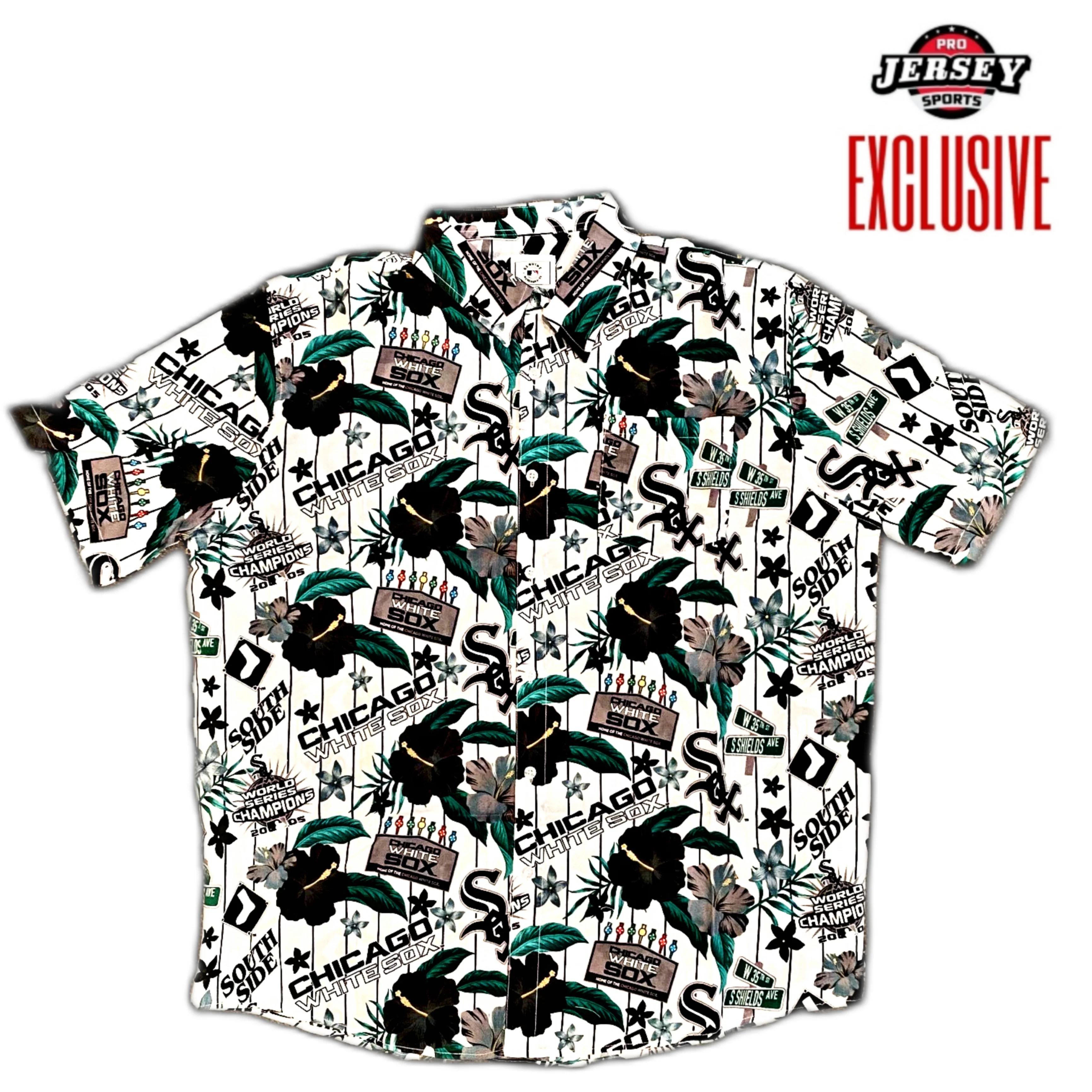 Men's Chicago White Sox White Floral Button Down Hawaiian Shirt
