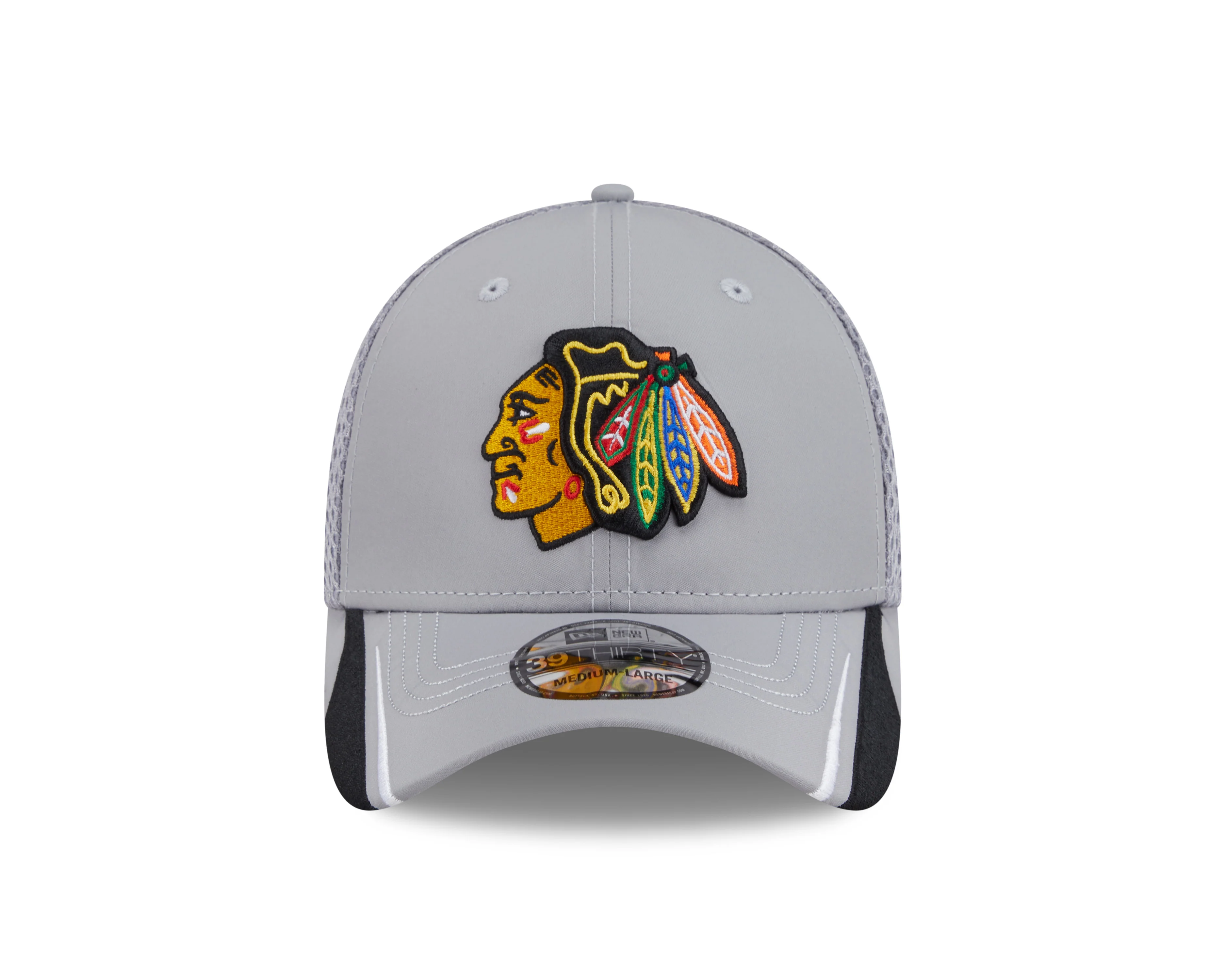 Chicago Blackhawks New Era Gray Linear Neo 39THIRTY Flex Hat
