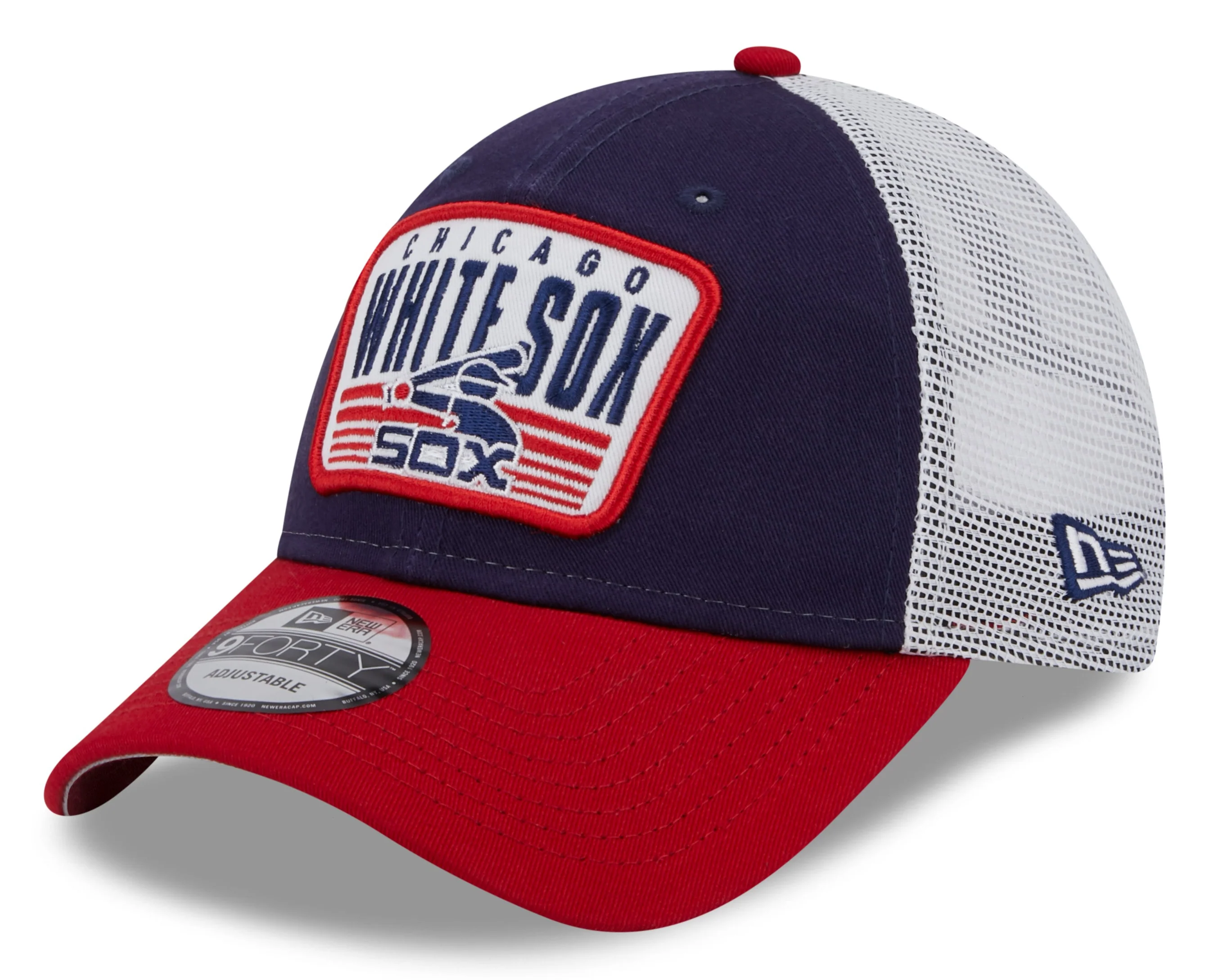 Chicago White Sox New Era 2 Tone Navy/Red Patch Trucker 9FORTY Adjustable Hat