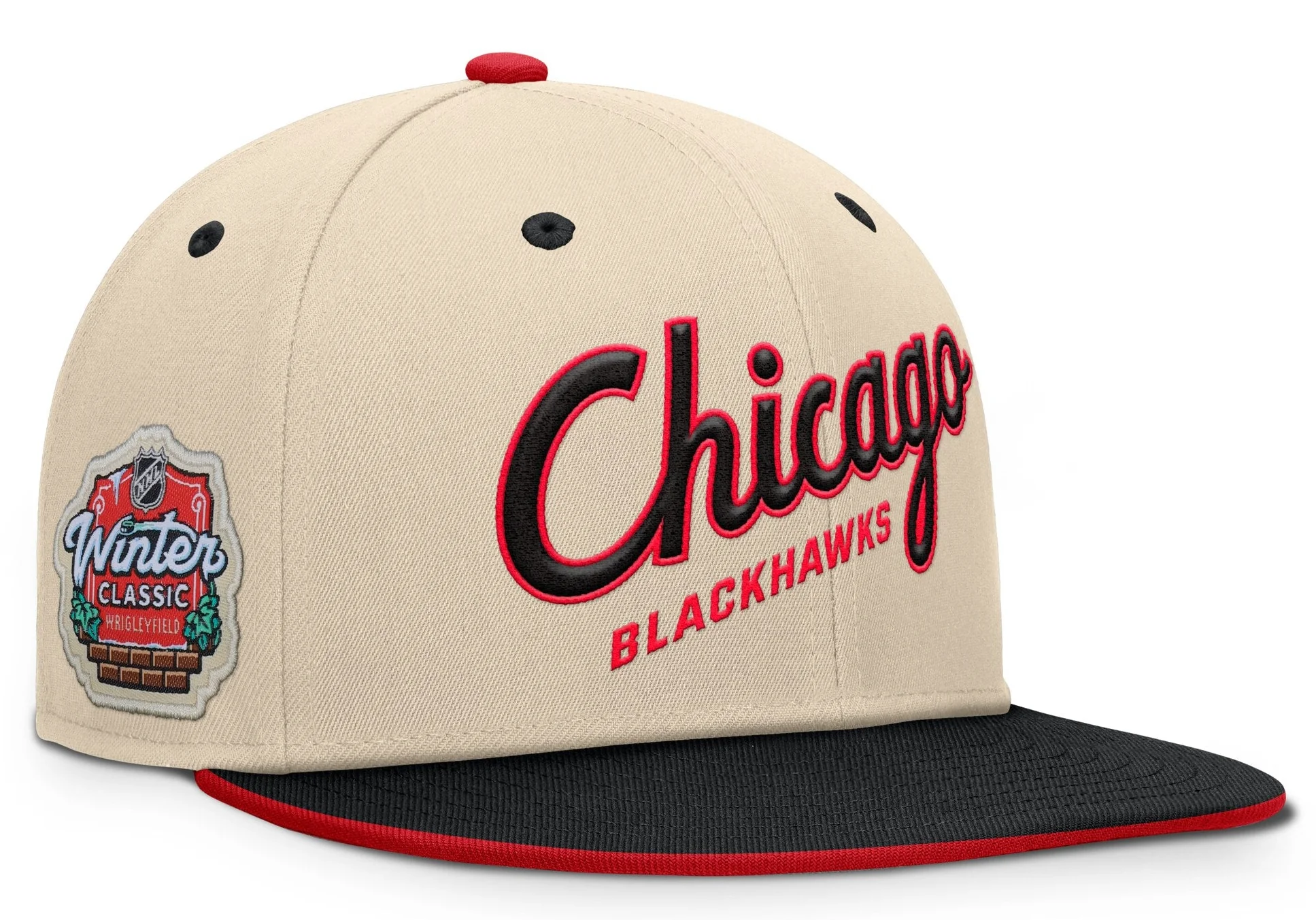 Men's Chicago Blackhawks Fanatics Cream/Black 2025 NHL Winter Classic Snapback Hat