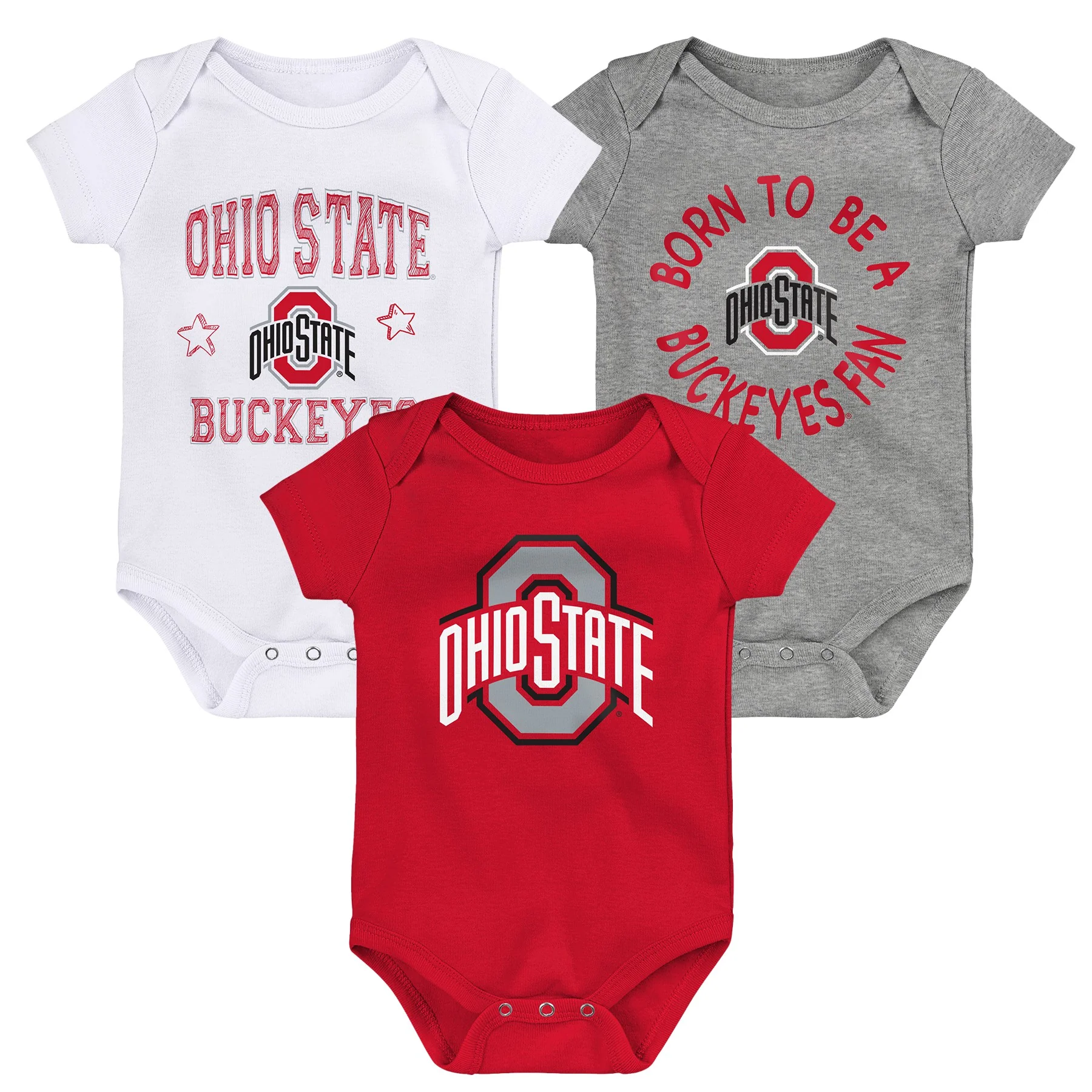NCAA Ohio State Buckeyes Newborn 3 Pack Creeper Set