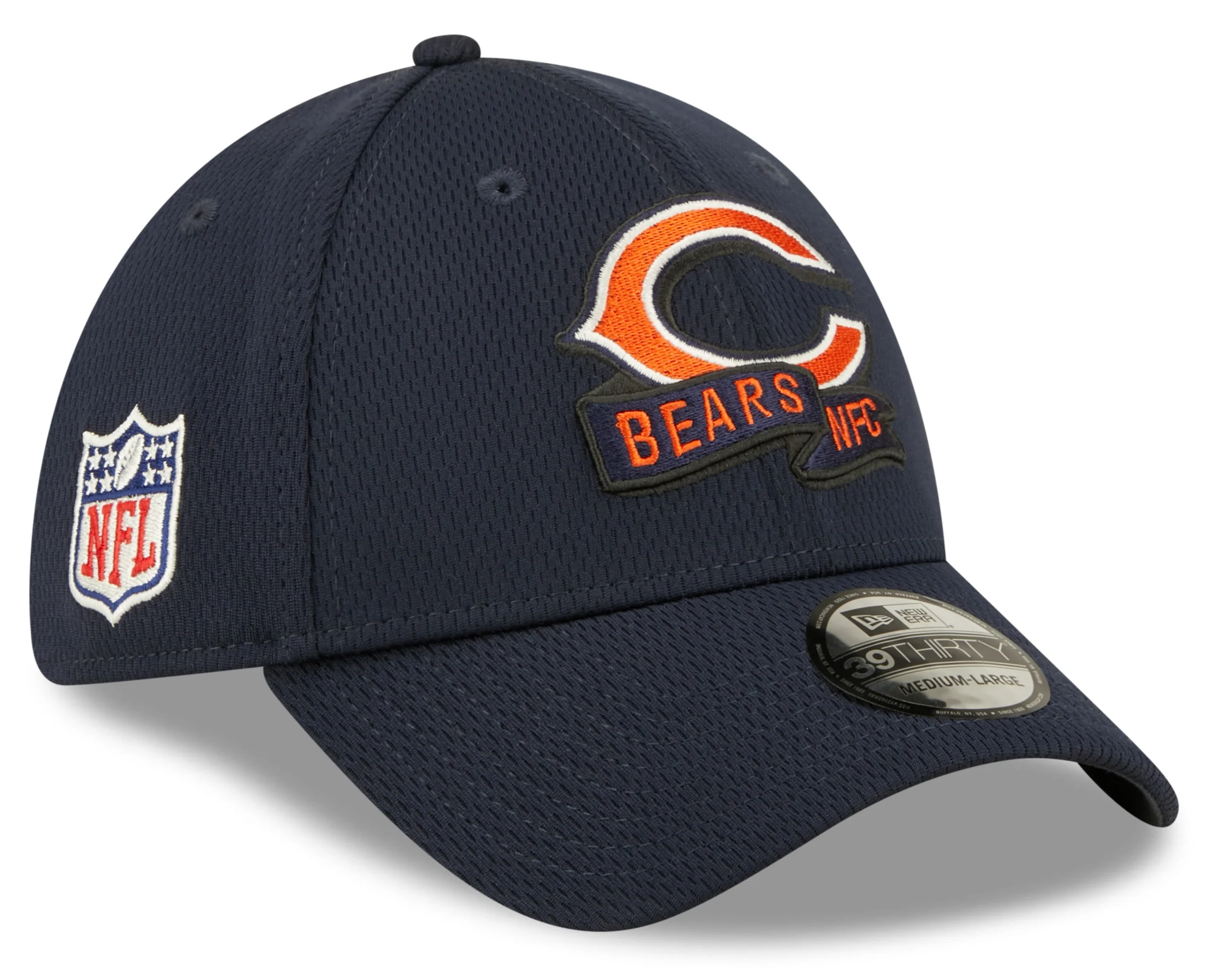 Men's Chicago Bears Primary Logo New Era Navy 2022 Sideline Coaches 39THIRTY Flex Hat