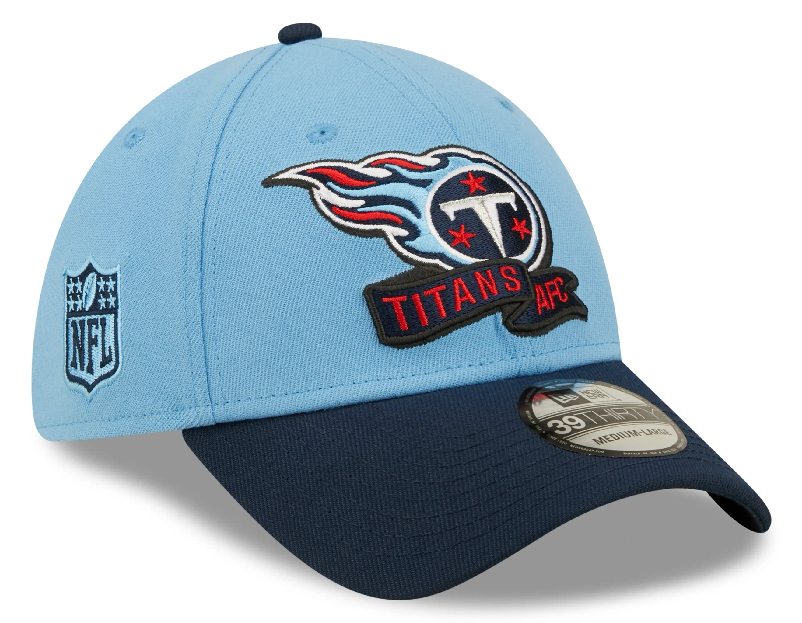 Men's Tennessee Titans New Era Sky Blue/Navy 2022 Sideline 39THIRTY Flex Hat
