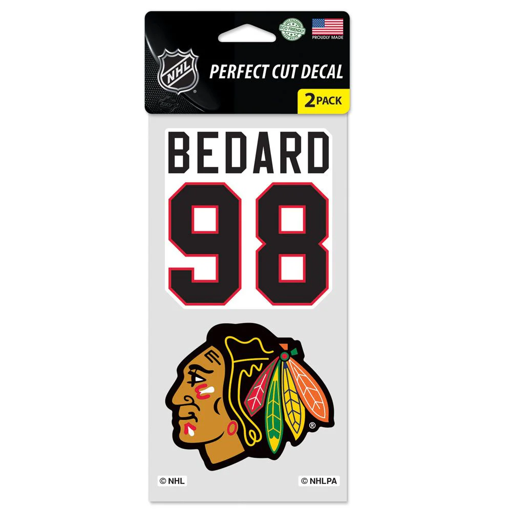 Chicago Blackhawks Connor Bedard 2-Pack Perfect Cut Decal By Wincraft