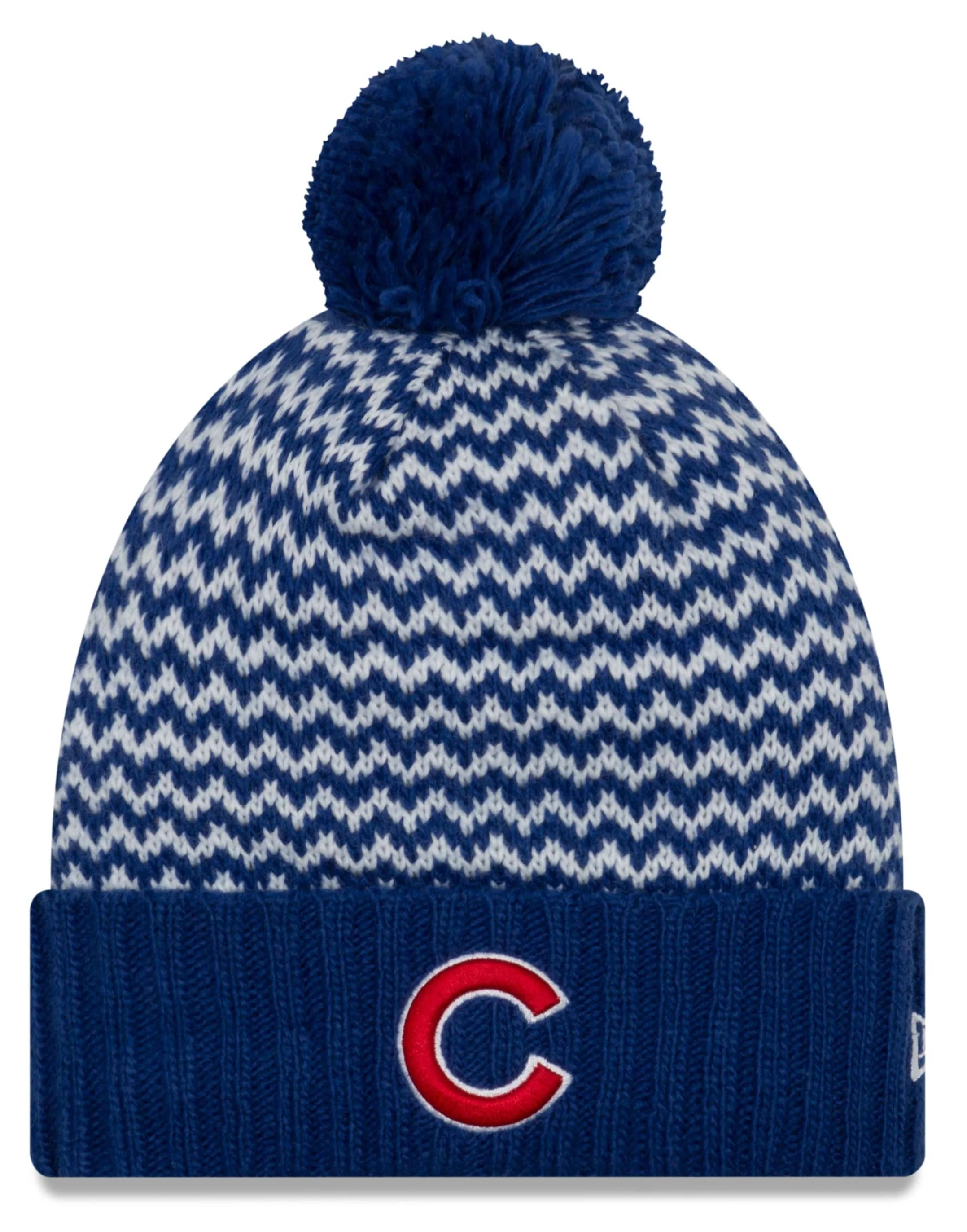 Women's Chicago Cubs New Era Patterned Cuffed Knit Hat With Pom