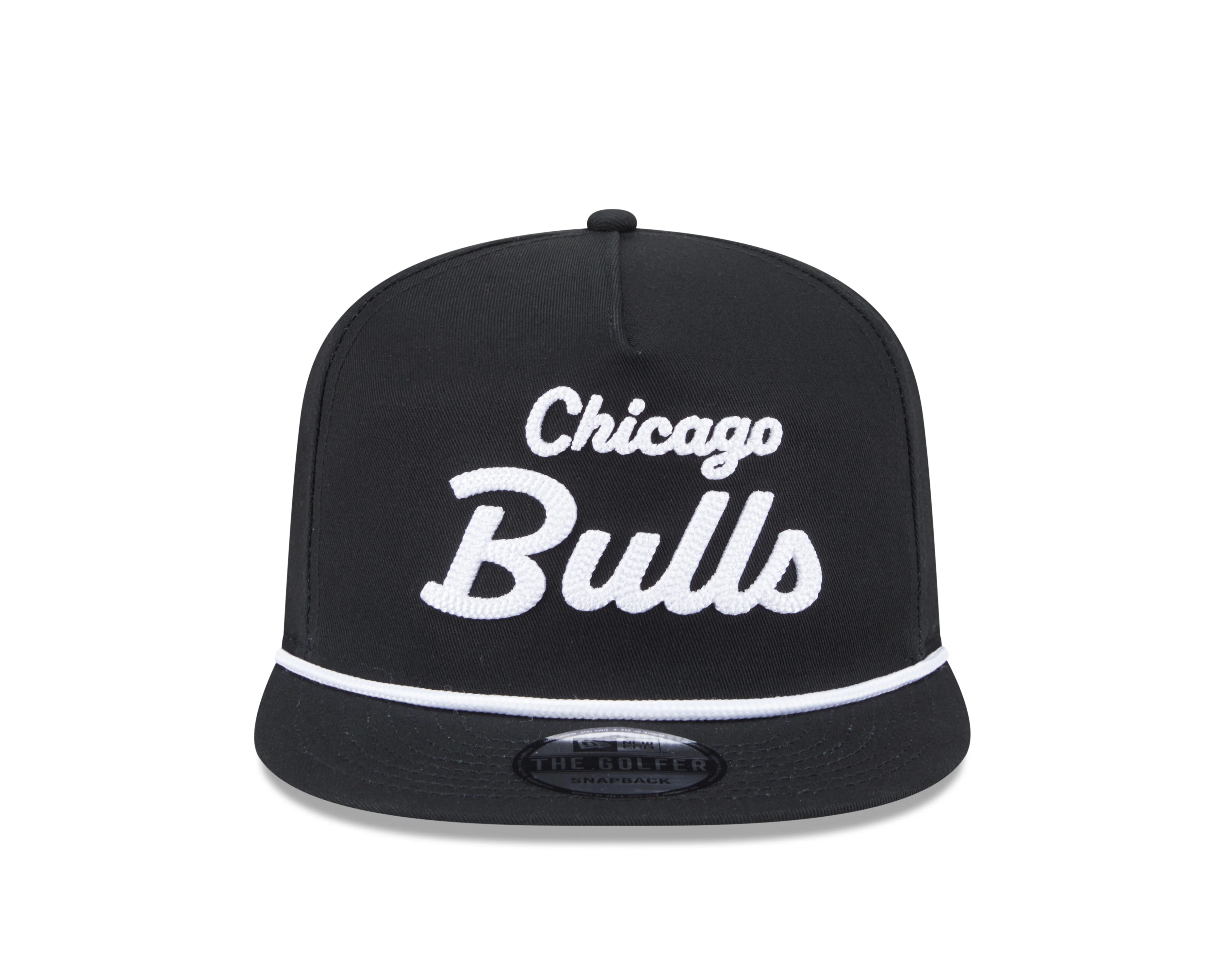 Chicago Bulls New Era Black Team Text The Golfer Snapback Hat