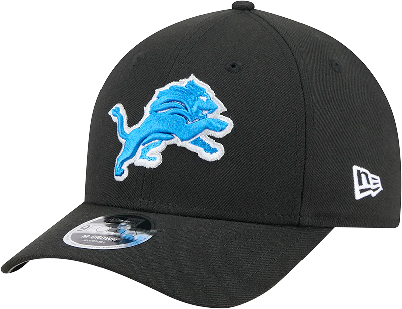 Men's Detroit Lions New Era Primary Logo Black M-Crown 9FORTY Snapback Adjustable Hat