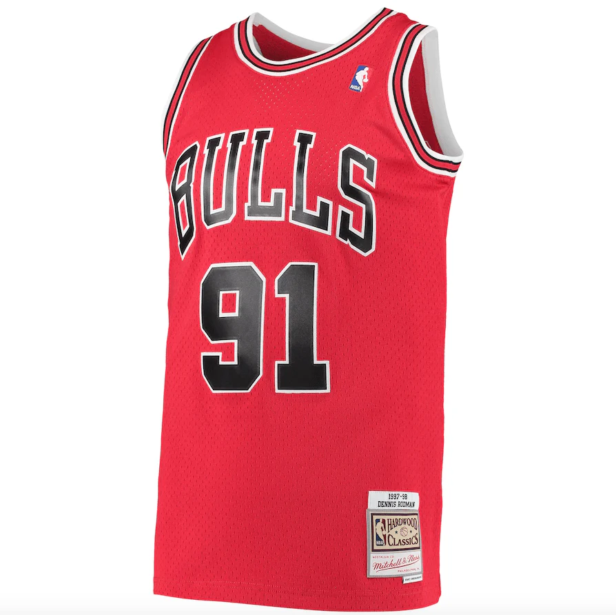 Men's Chicago Bulls Dennis Rodman Mitchell & Ness Red 1997-98 Hardwood Classics Swingman Jersey