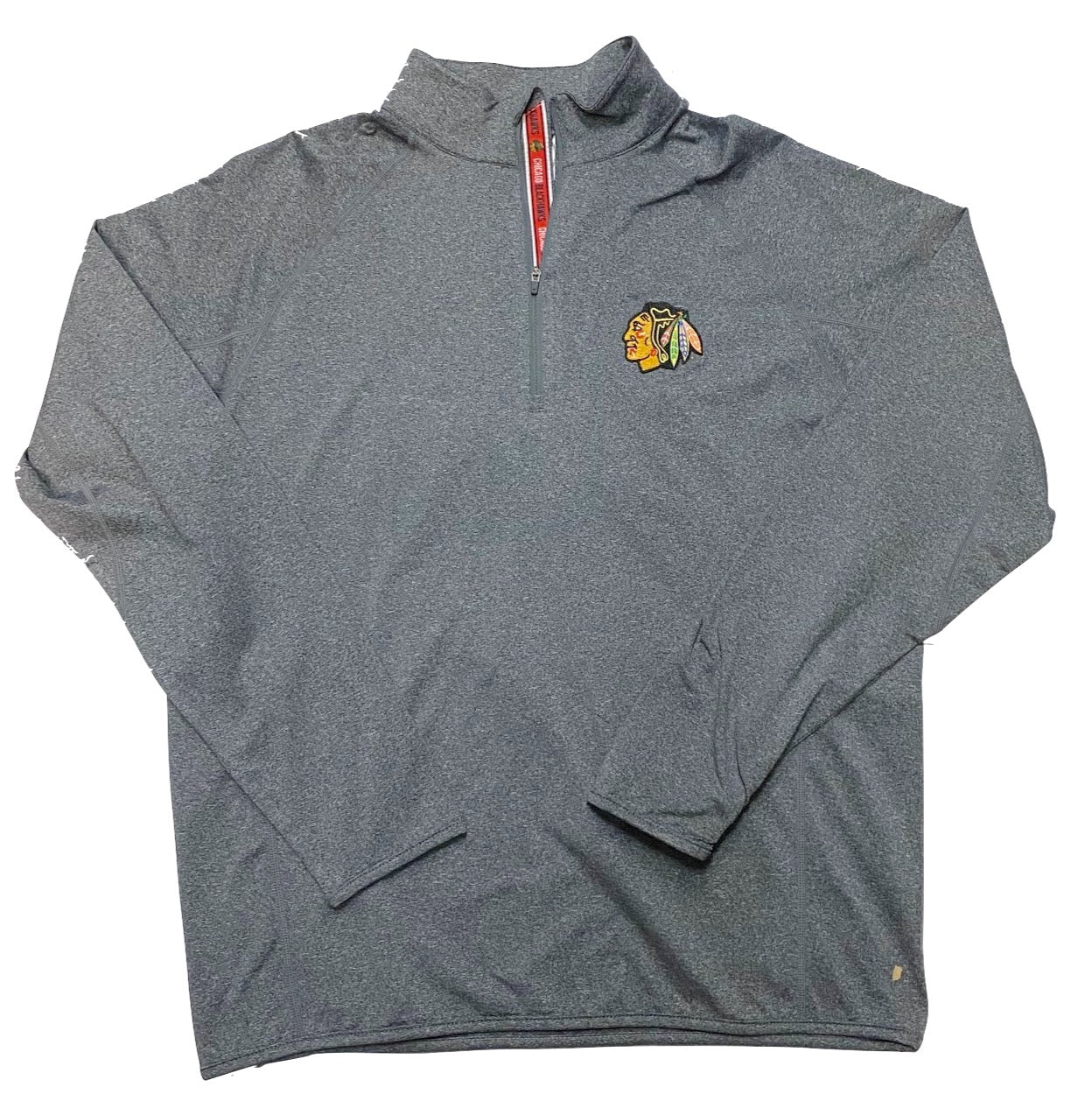 Men's Chicago Blackhawks Gray Metro Team Text 1/4 Track Jacket By Levelwear