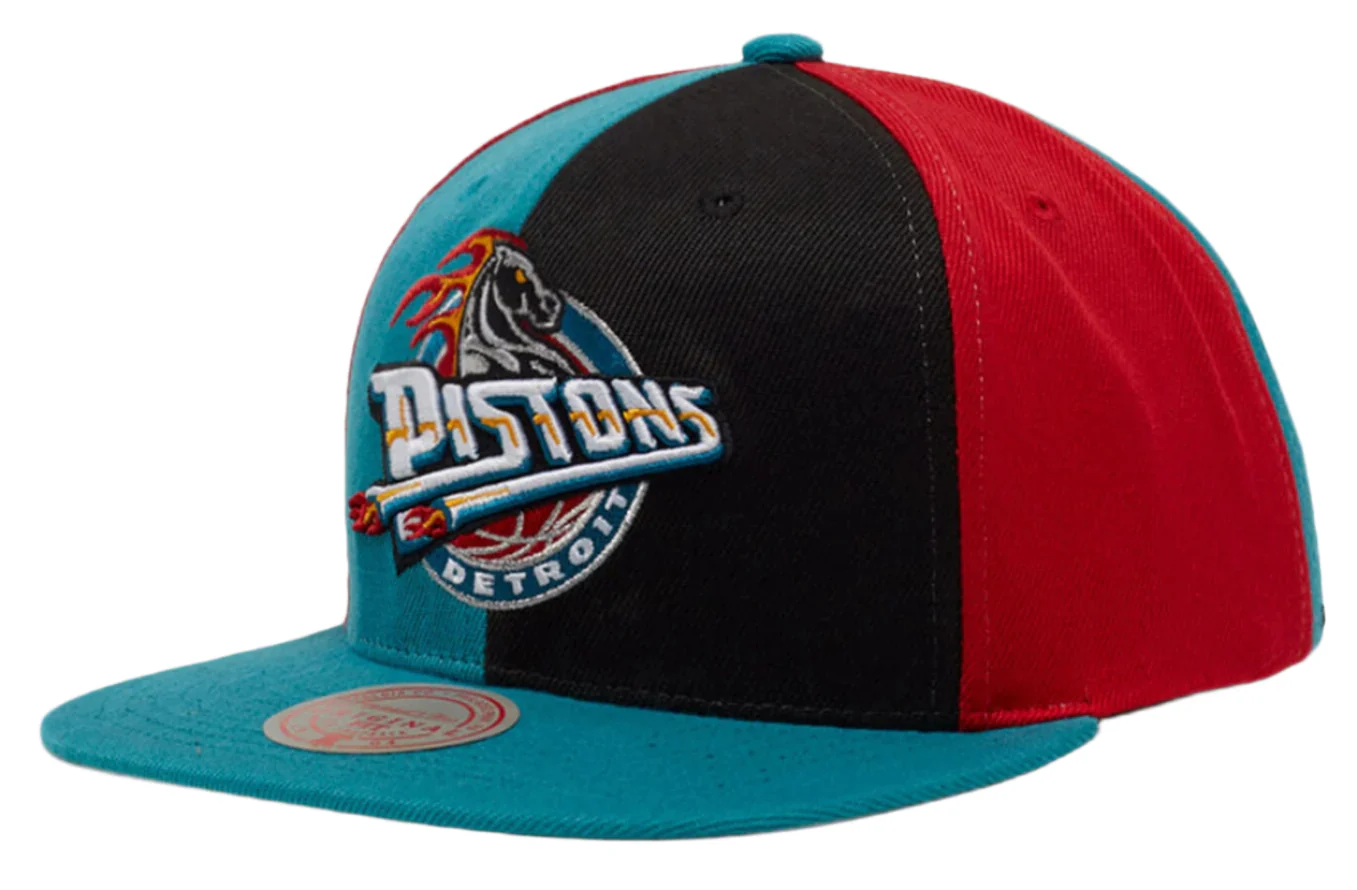 Men's Detroit Pistons Mitchell & Ness NBA Pinwheel Snapback Hat