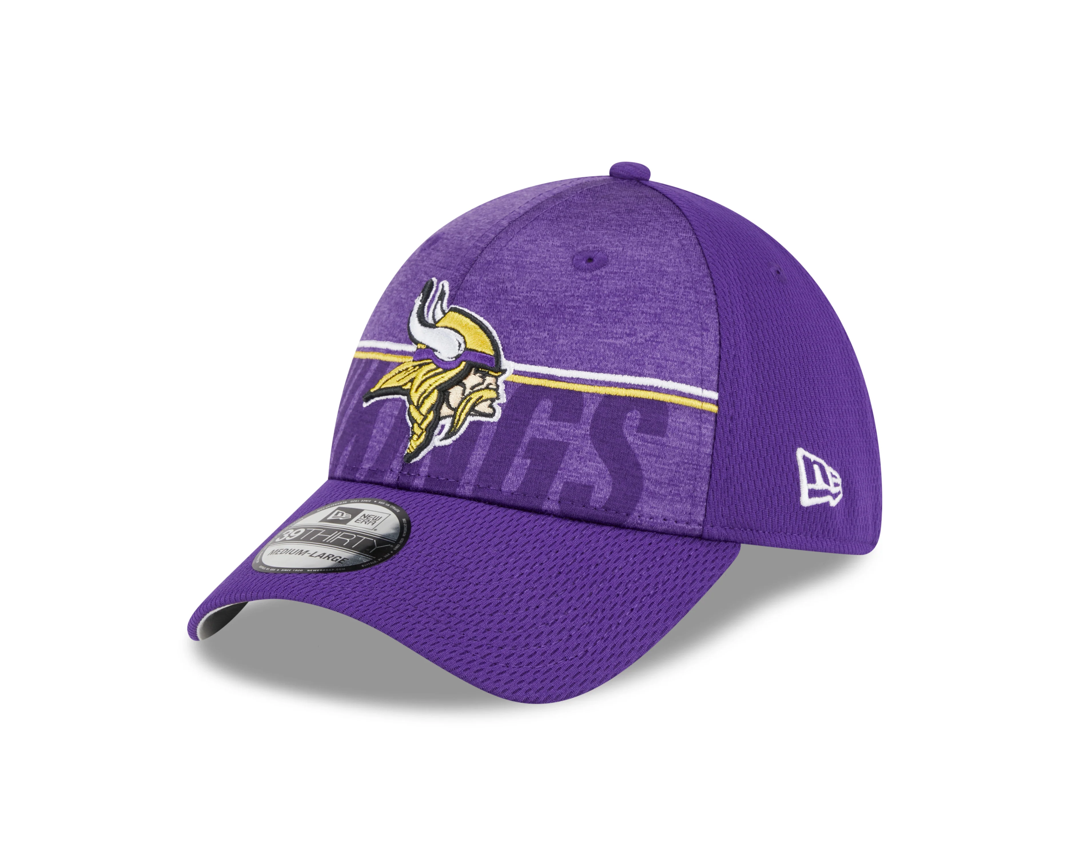 Men's Minnesota Vikings New Era NFL 2023 Training Camp Purple Primary Logo 39THIRTY Flex Fit Hat