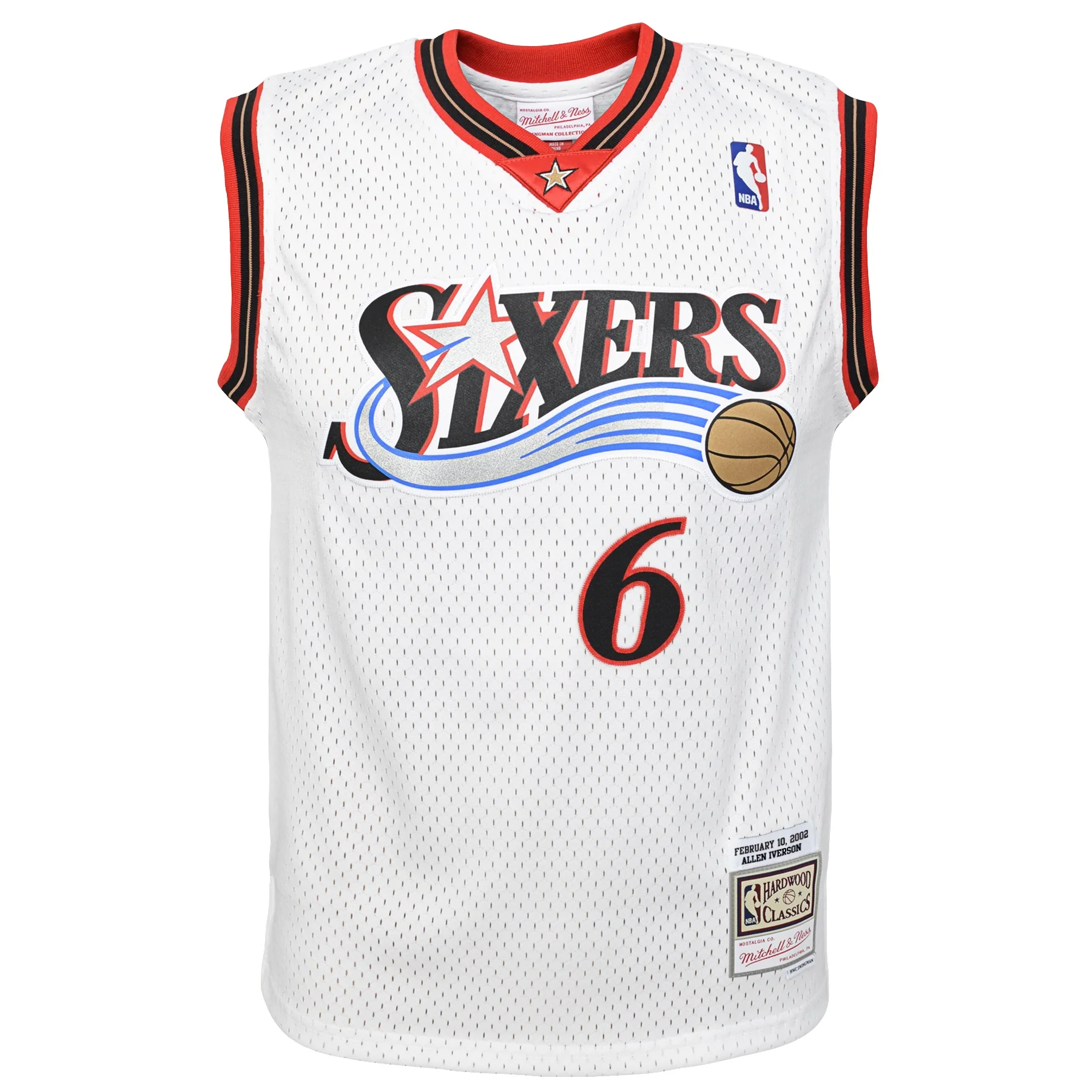 Youth Philadelphia 76ers Allen Iverson Mitchell & Ness White 2002 Hardwood Classics Swingman Jersey