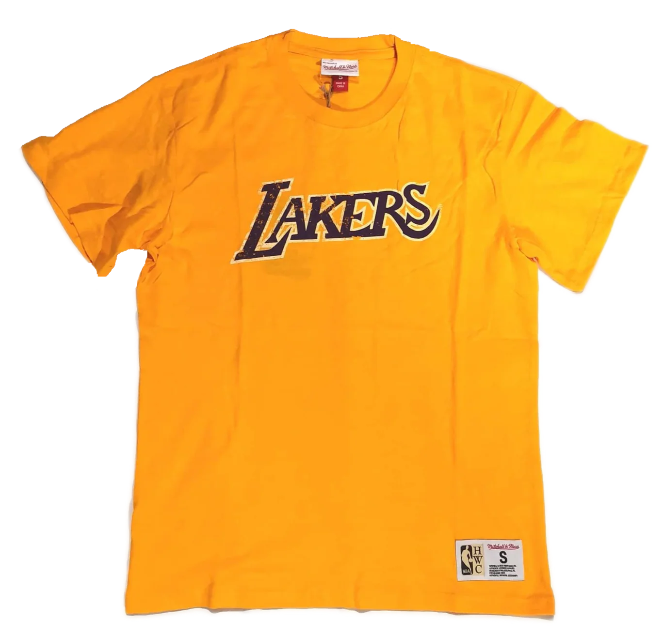 Men's Los Angeles Lakers NBA Legendary Slub Gold Tee By Mitchell And Ness