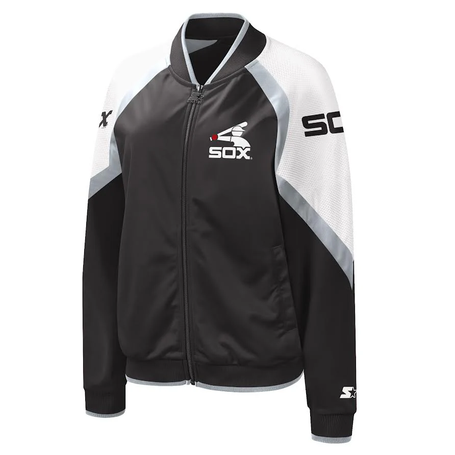 Women's Chicago White Sox Starter Cooperstown Collection Black Batterman Full Zip Track Jacket