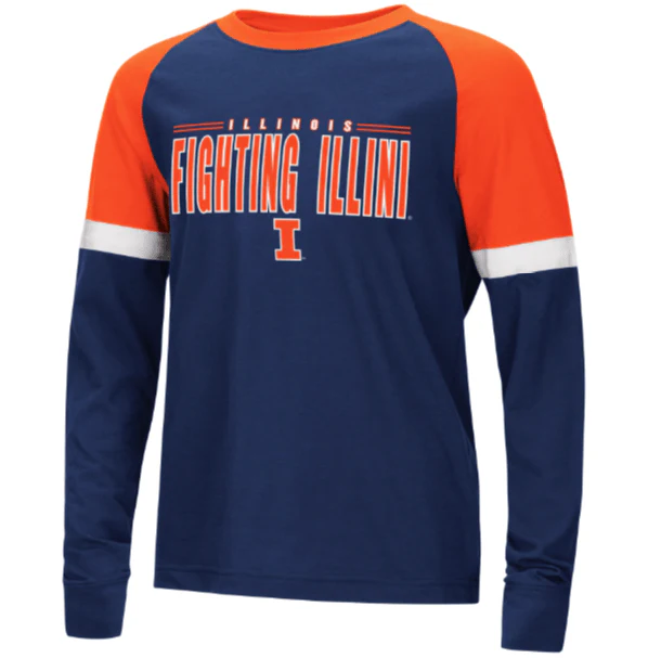 Illinois Fighting Illini Colosseum Youth Ollie Long Sleeve Raglan T-Shirt