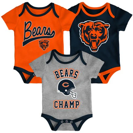 Newborn/Infant Chicago Bears Champ 3-Piece Short Sleeve Creeper Set