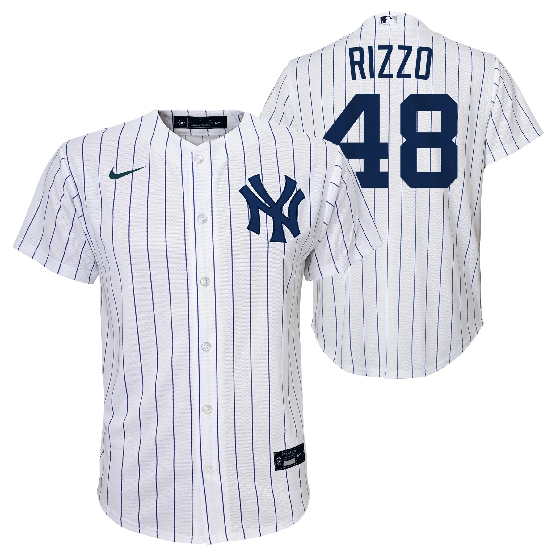 Youth Anthony Rizzo New York Yankees White Home Screen Print Game Replica Jersey
