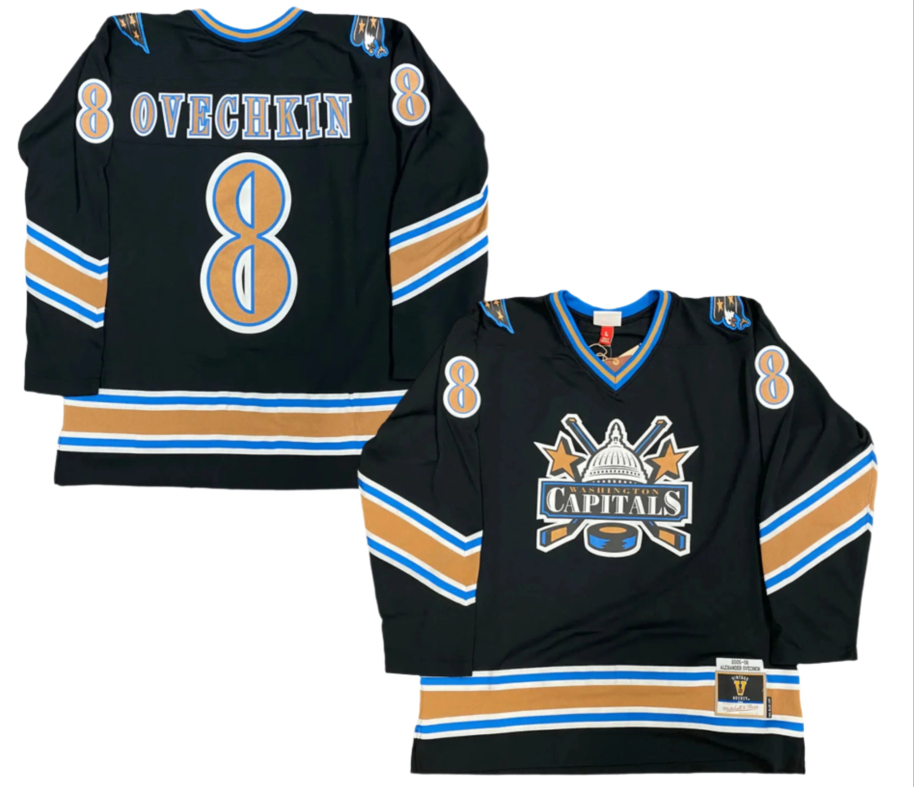 Men's Washington Capitals Alexander Ovechkin Mitchell & Ness Black 2005-06 Blue Line Player Jersey