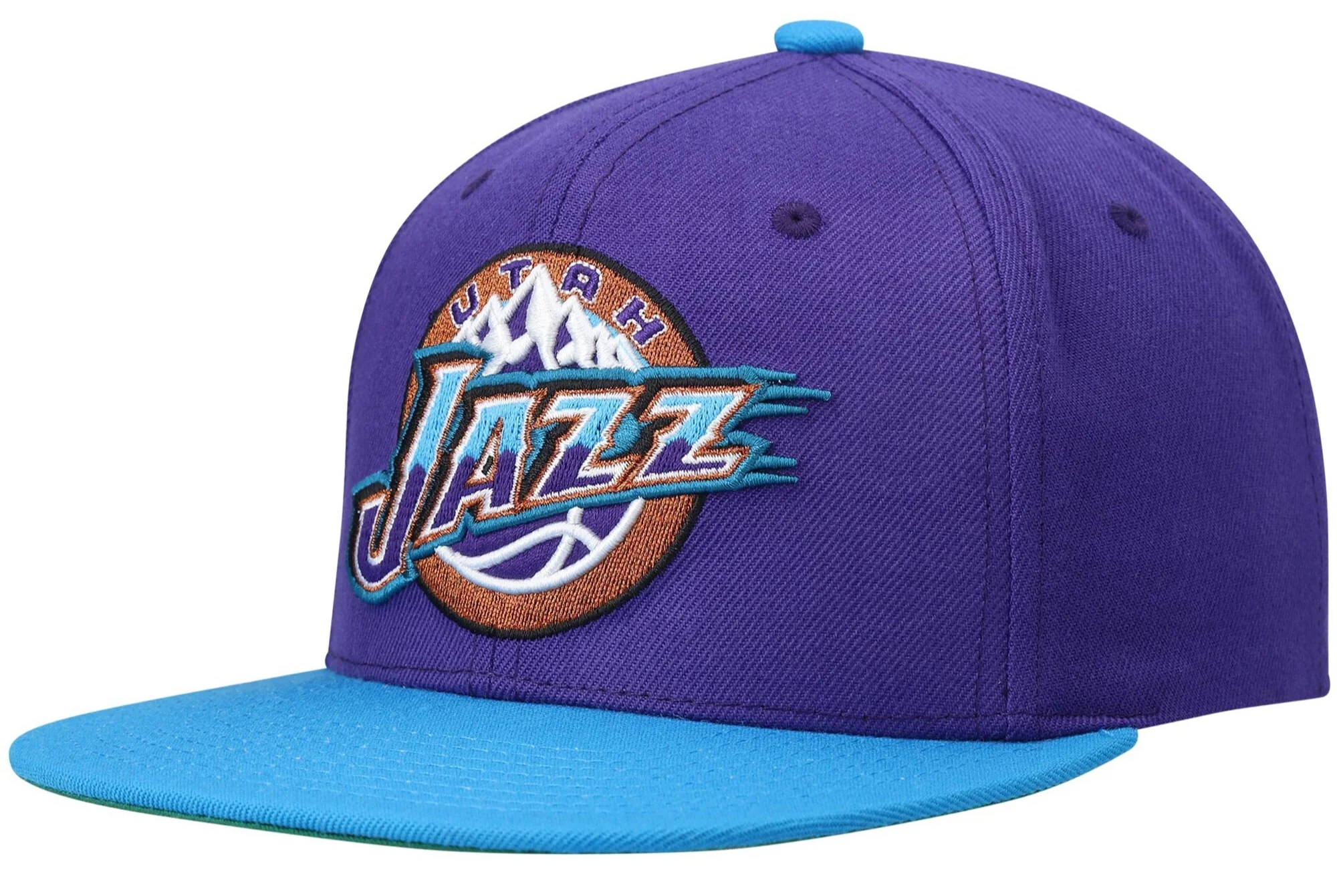 Mens NBA Utah Jazz HWC 2-Tone Purple/Teal 2.0 Snapback Hat By Mitchell And Ness