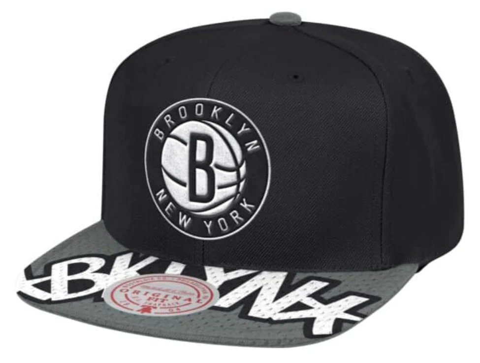 Men's Mitchell & Ness Black/Silver Brooklyn Nets Hardwood Classics Snapshot Adjustable Snapback Hat