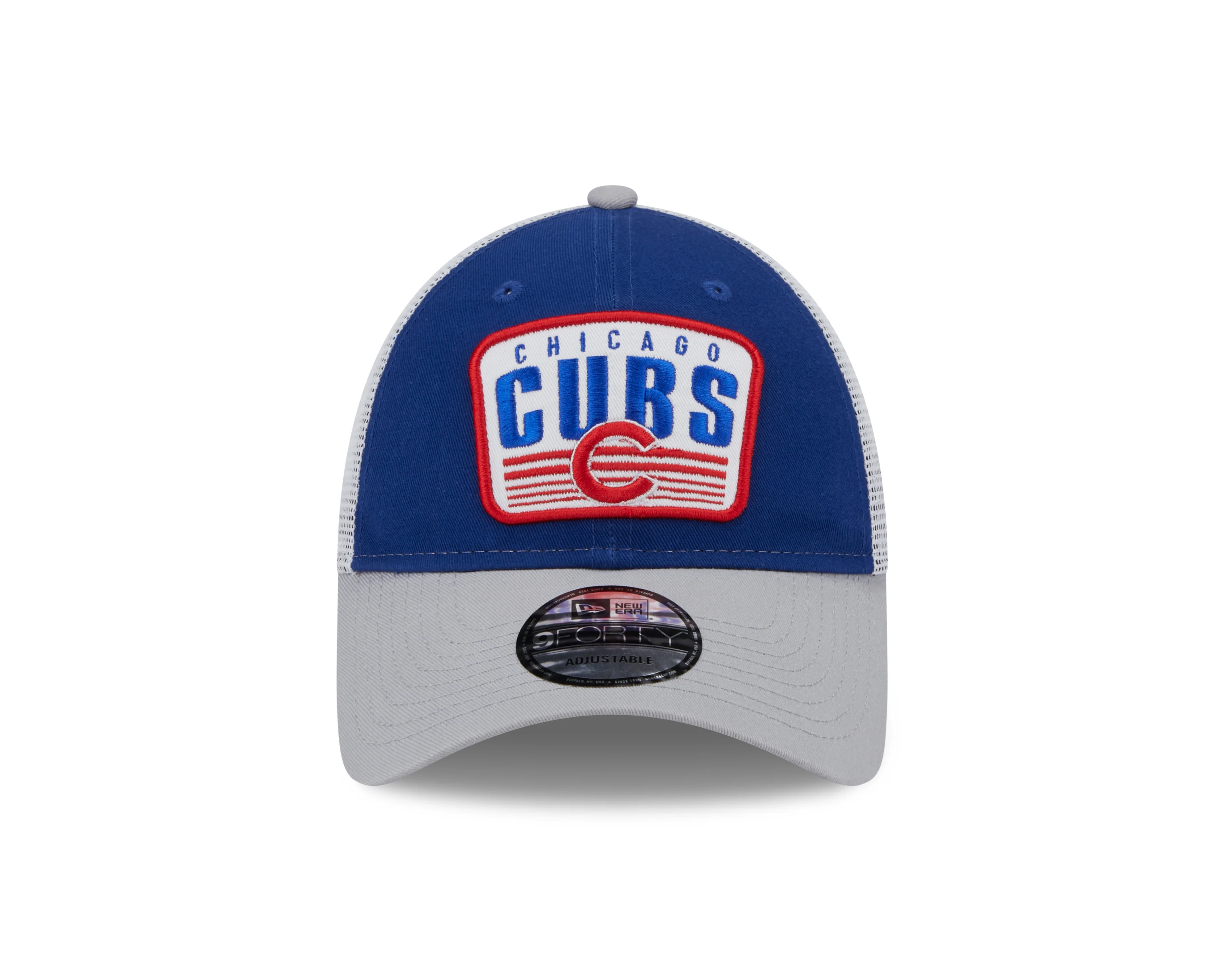 Chicago Cubs New Era 2 Tone Royal/Gray Patch Trucker 9FORTY Adjustable Hat