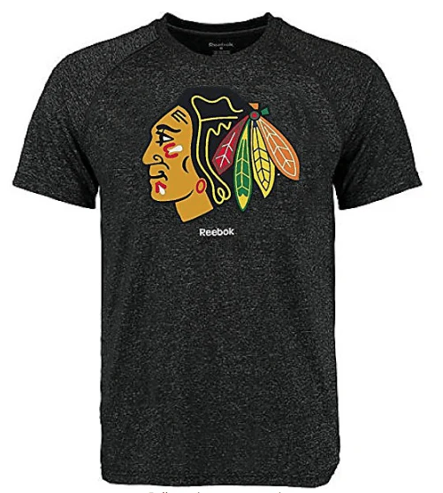 Mens Reebok Chicago Blackhawks Heather Black Ultimate Jersey Crest Short Sleeve Synthetic T Shirt