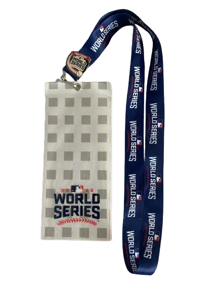 Chicago Cubs 2016 World Series Ticket lanyard with I was there pin