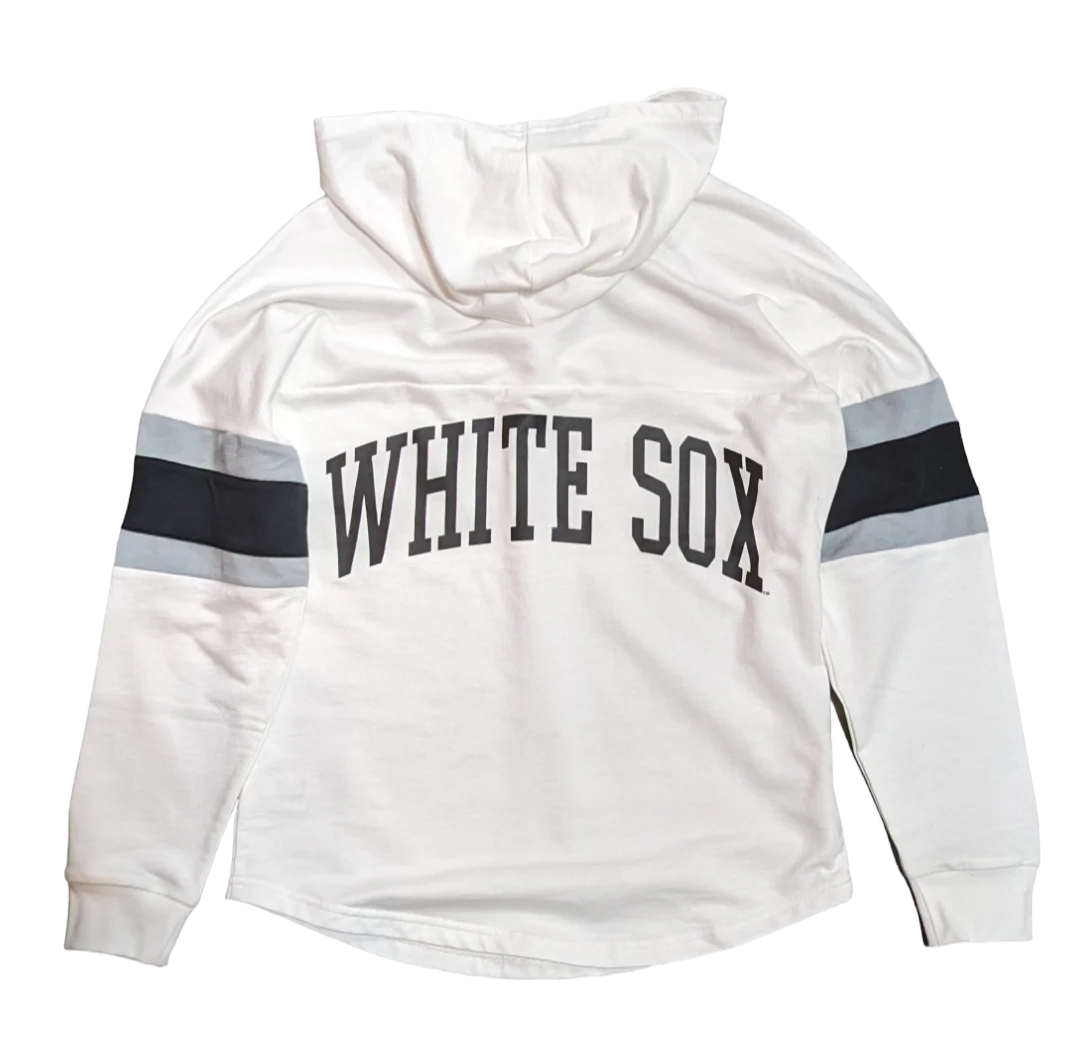 Women's Chicago White Sox Game Plan White Long Sleeve Lace Hooded Tee
