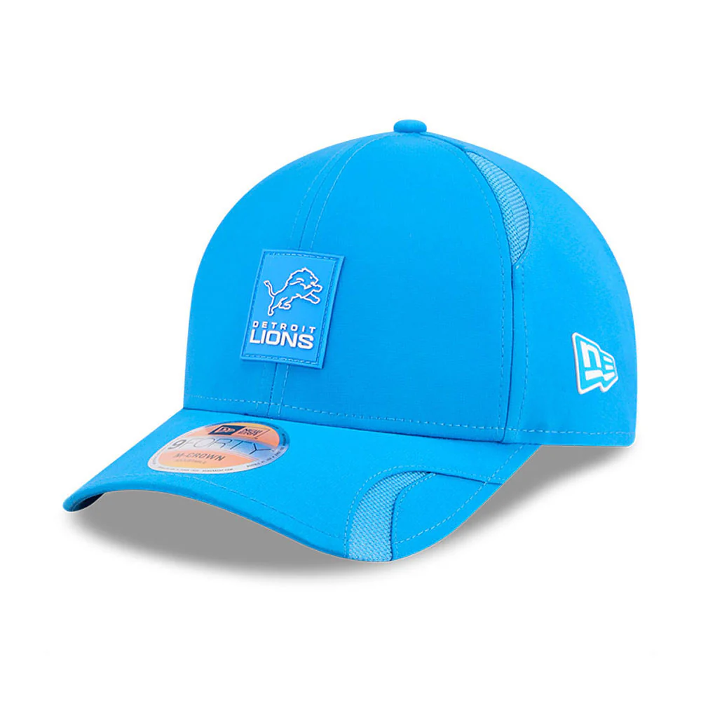 Men's Detroit Lions New Era Blue 2025 NFL Primary Logo Sideline Heat 9FORTY M-Crown Adjustable Hat