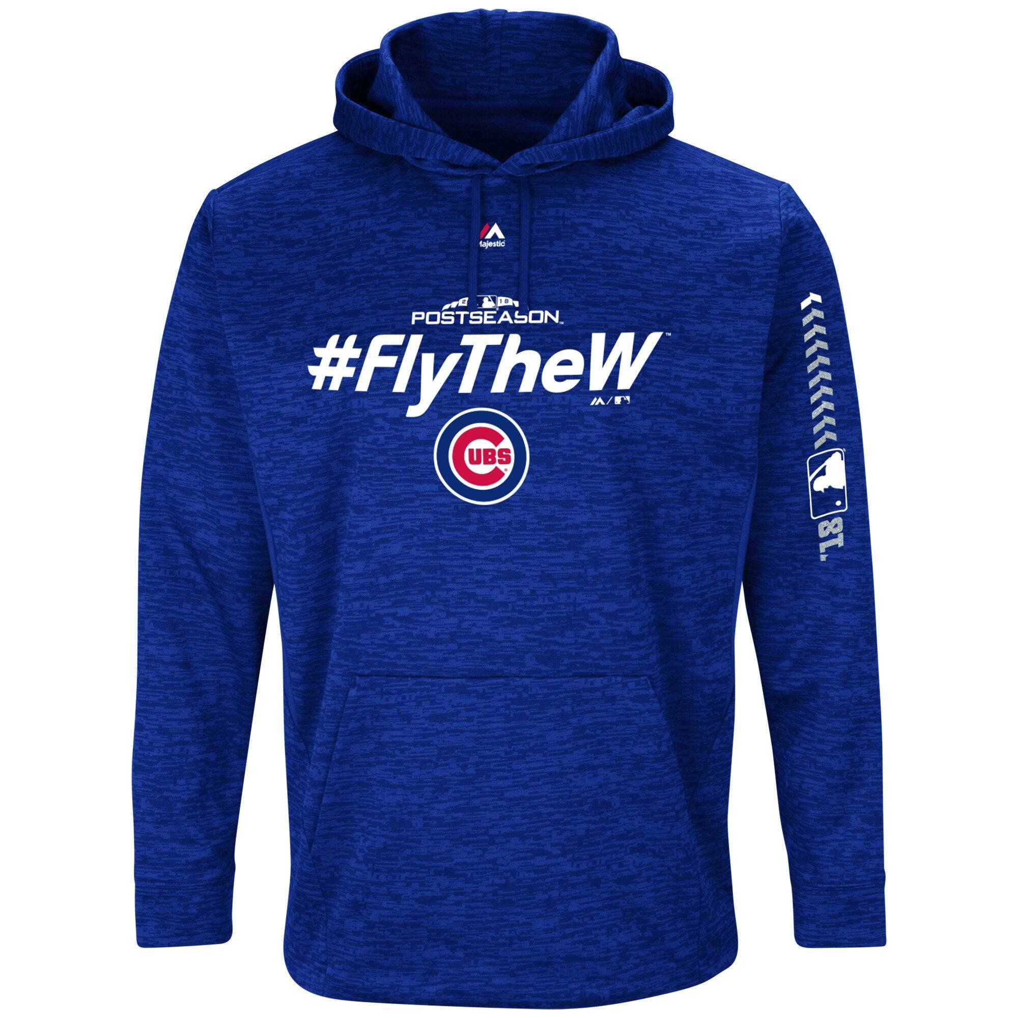 Men's Chicago Cubs Majestic Royal 2018 Postseason Authentic Collection Streak Fleece Pullover Hoodie