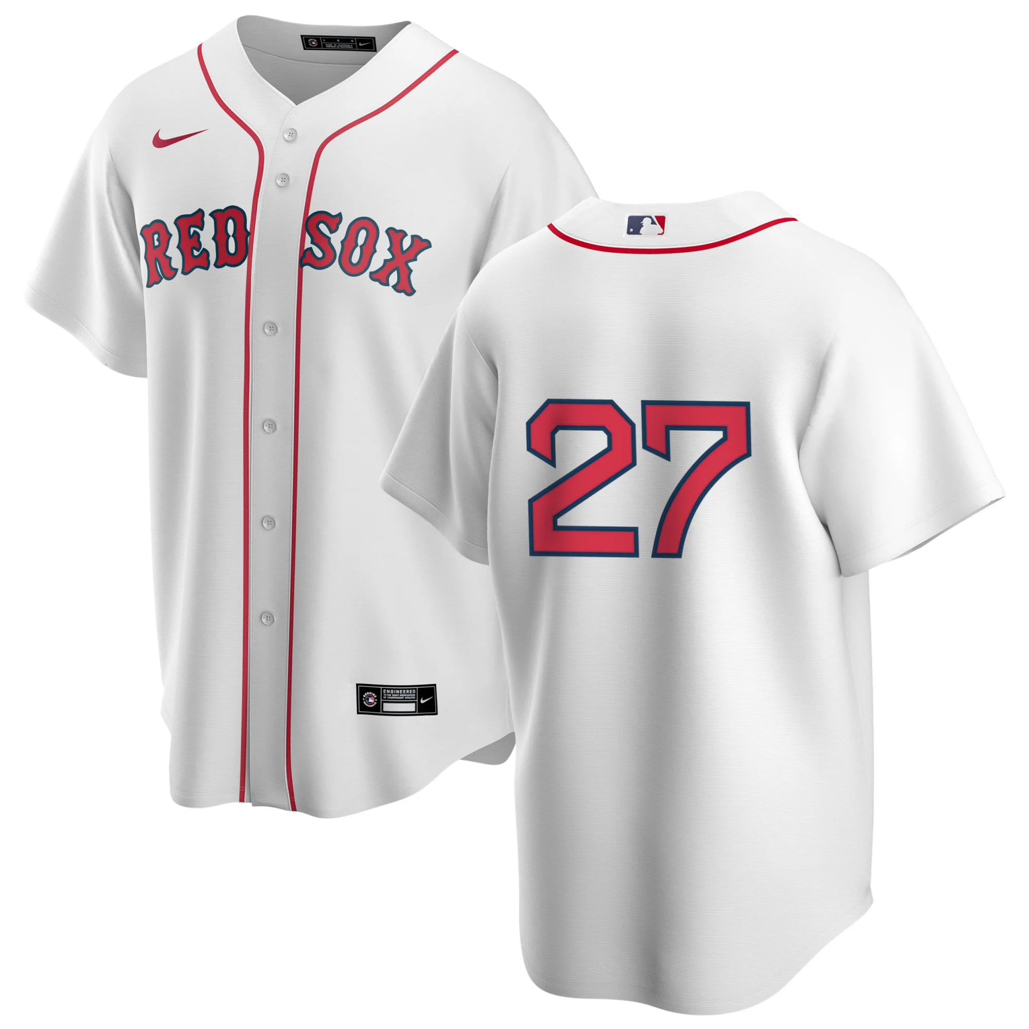 Men's Nike Boston Red Sox Carlton Fisk #27 Home Official Replica Player Jersey