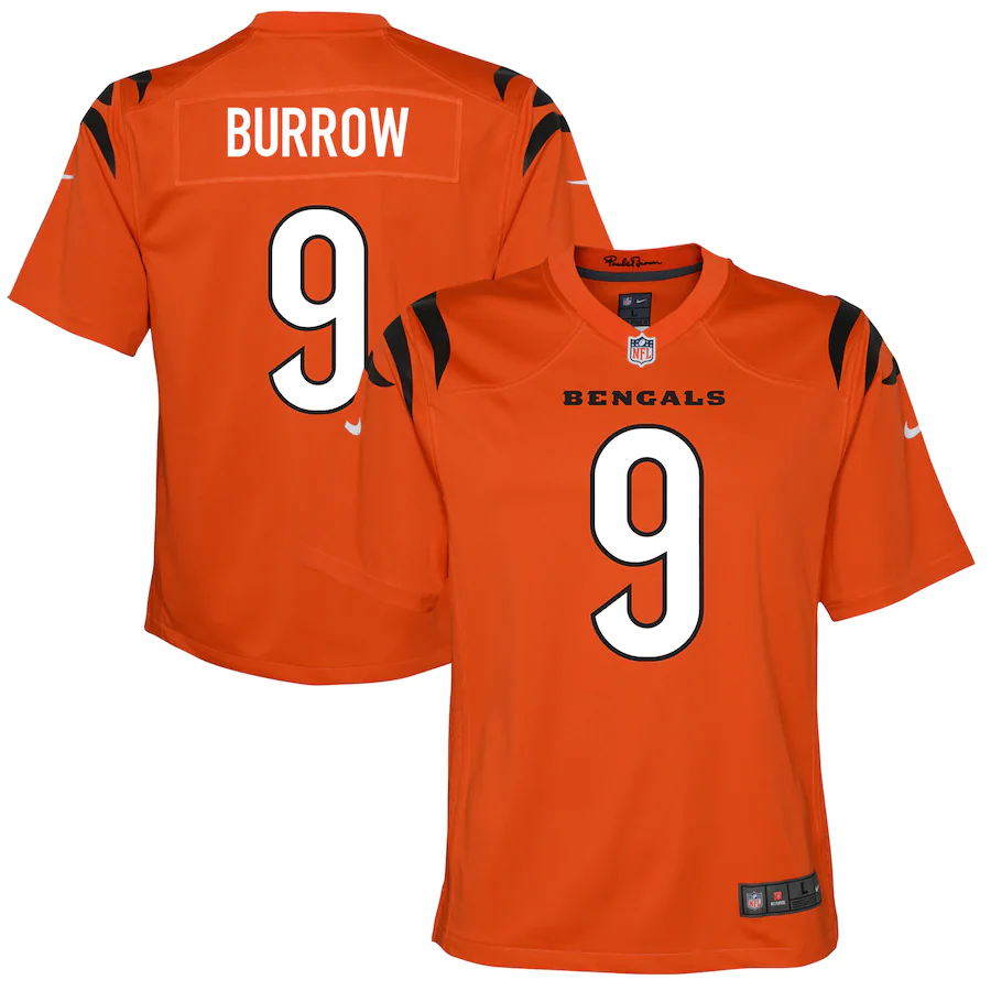 Youth Cincinnati Bengals Joe Burrow Nike Alternate Orange Game Jersey