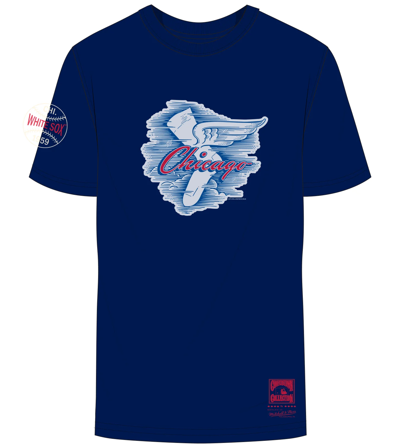 Men's Chicago White Sox Mitchell And Ness Cooperstown Collection Navy 1959 Go Go Hometown Champs Tee